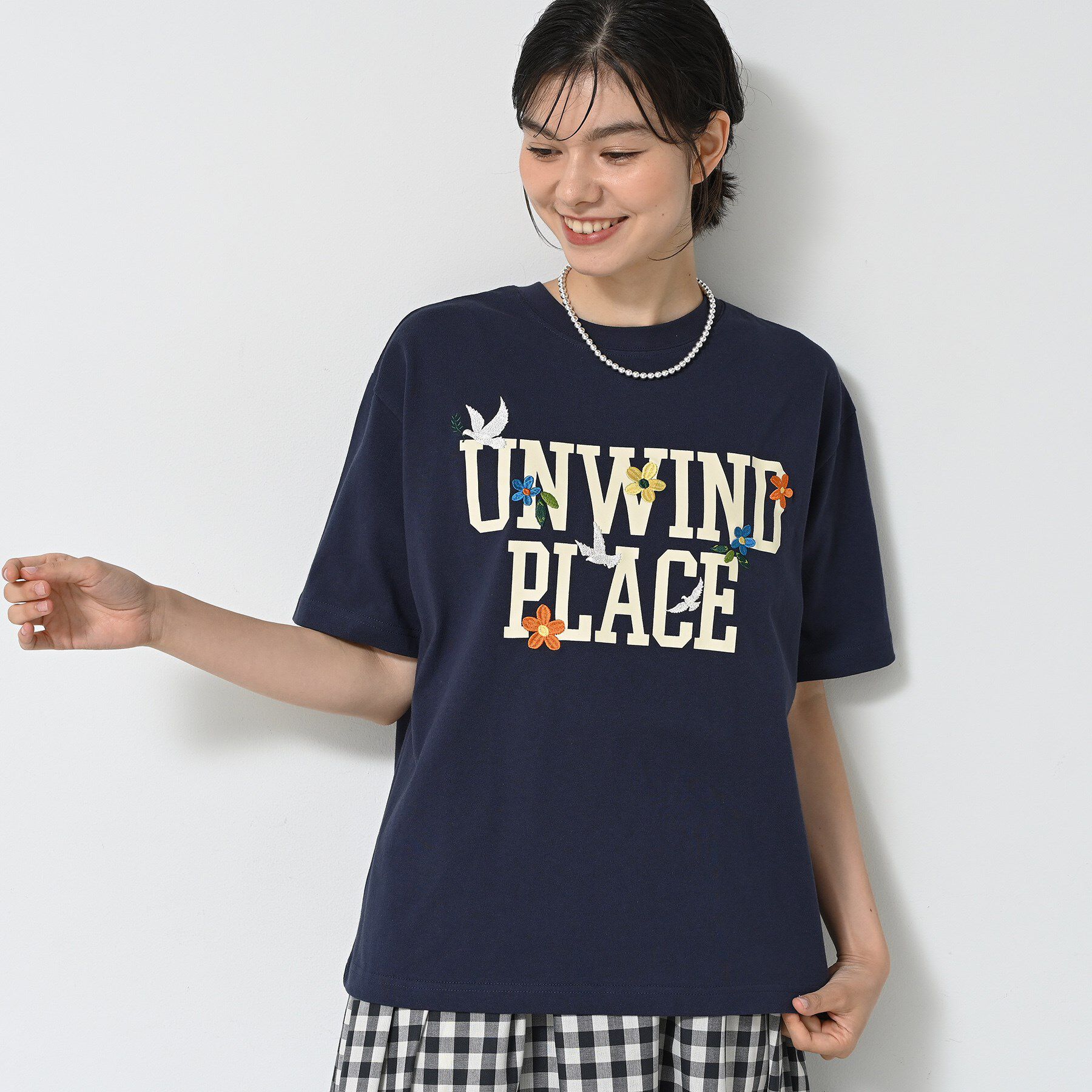 Dessin「ロゴ刺繍Tシャツ」|Tシャツ・カットソー|ネイビー(094)