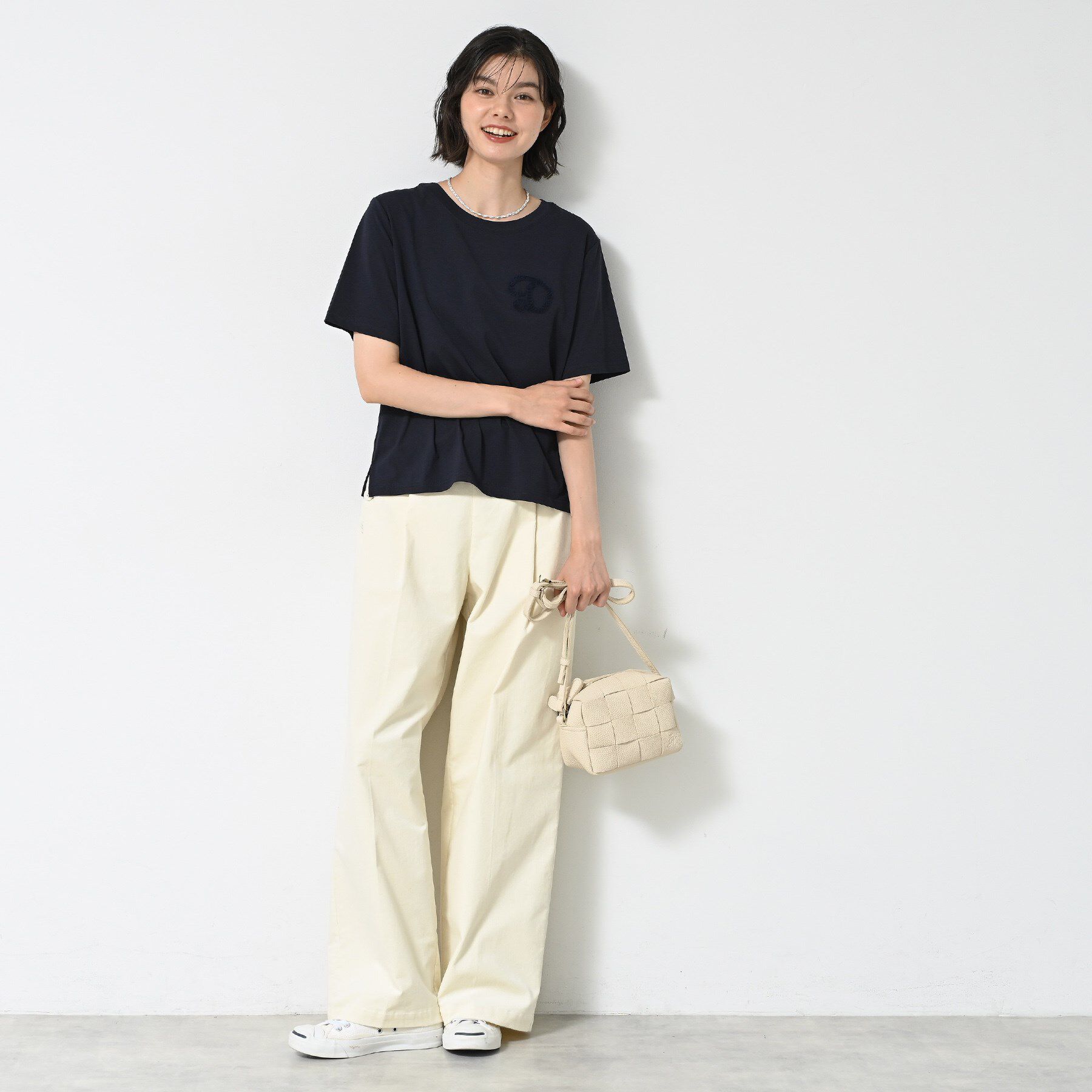 Dessin「【洗える】チュール刺繍Tシャツ」|Tシャツ・カットソー|