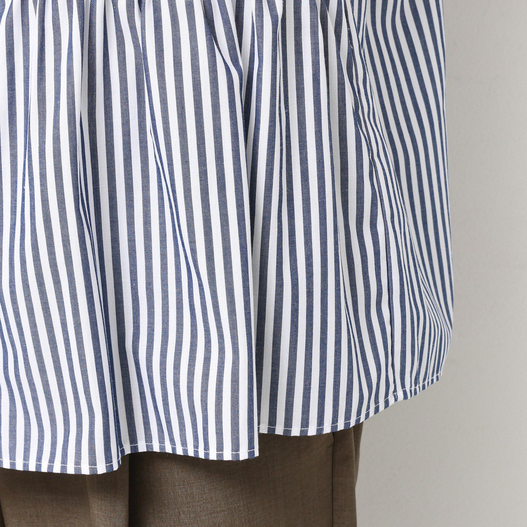 Dessin「【洗える】ストライプ柄ギャザーブラウス」|シャツ・ブラウス|