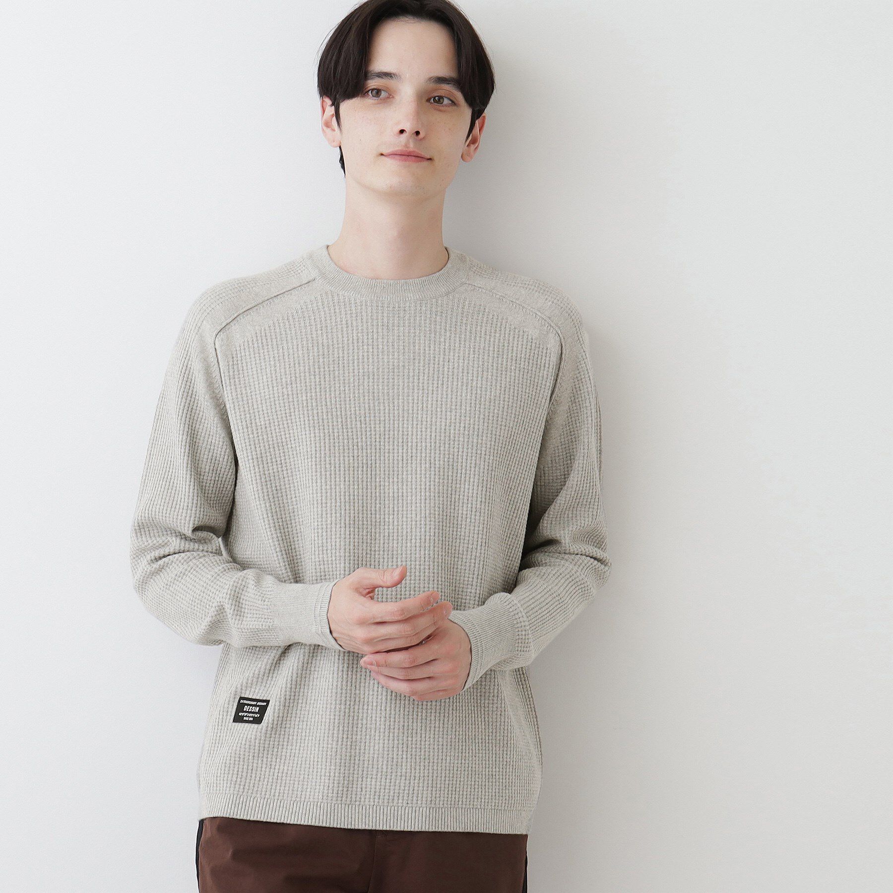 Dessin「【洗える】コットンカシミヤワッフルプルオーバー」|ニット・セーター|グレー(012)