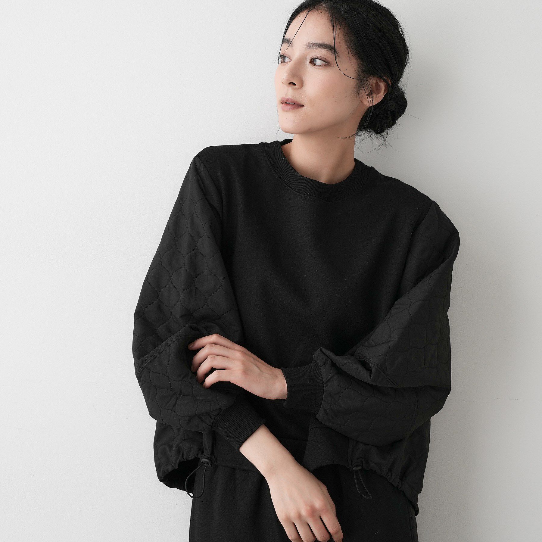 Dessin「【セットアップ可/洗える】裏毛キルトトップス」|Tシャツ・カットソー|ブラック(019)