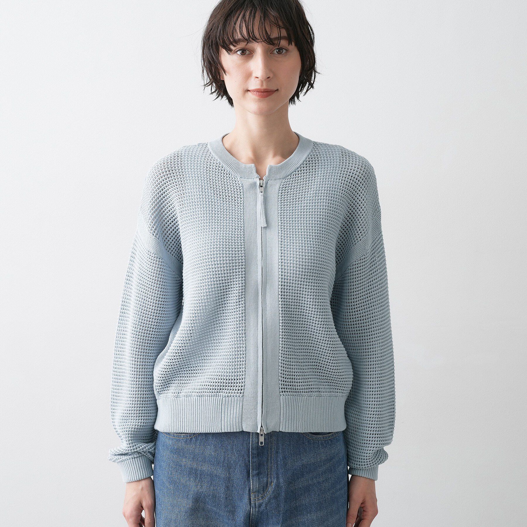 Dessin「【洗える】コットンメッシュニットカーディガン」|カーディガン|