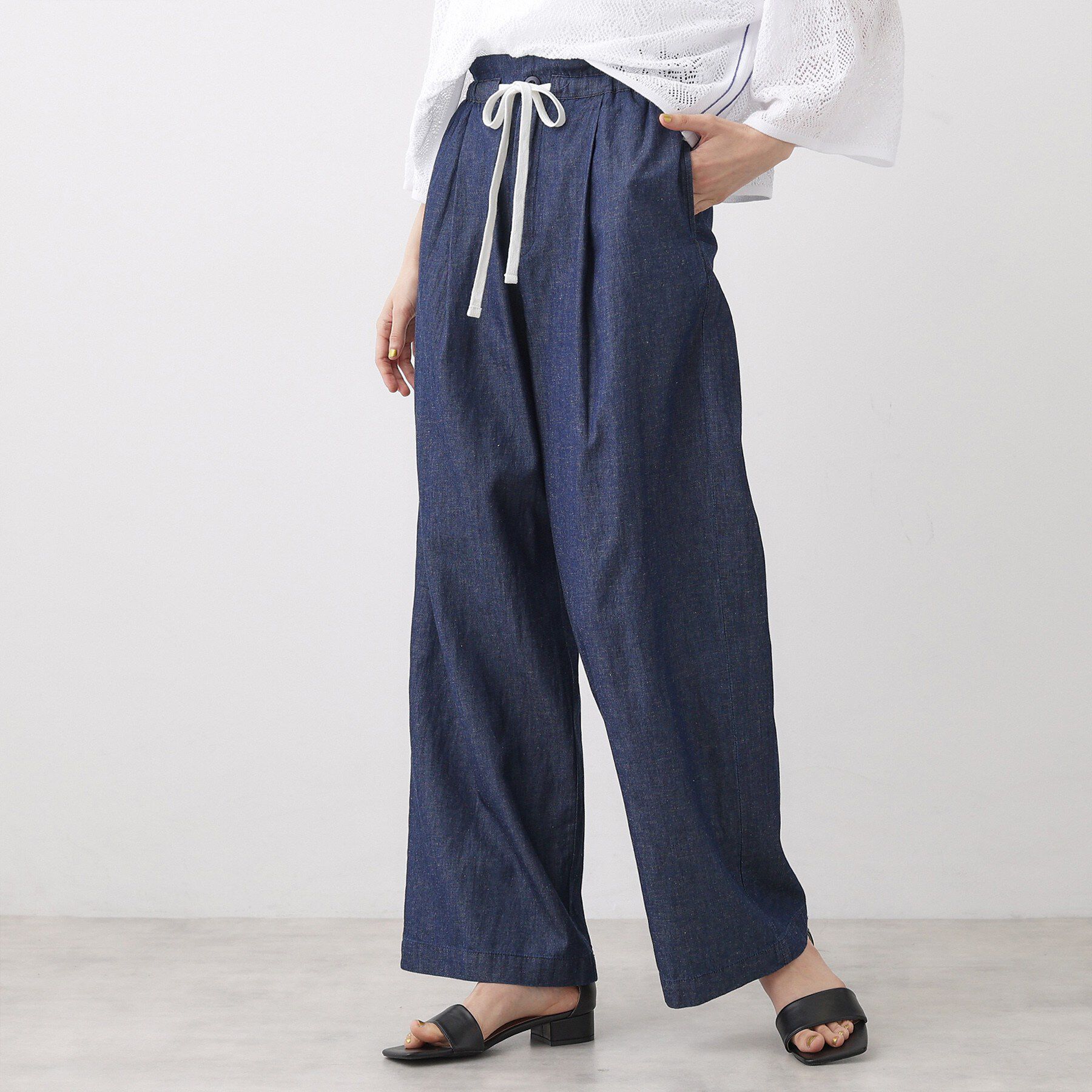 Dessin「【洗える】綿麻ドロストライトデニムパンツ」|その他|