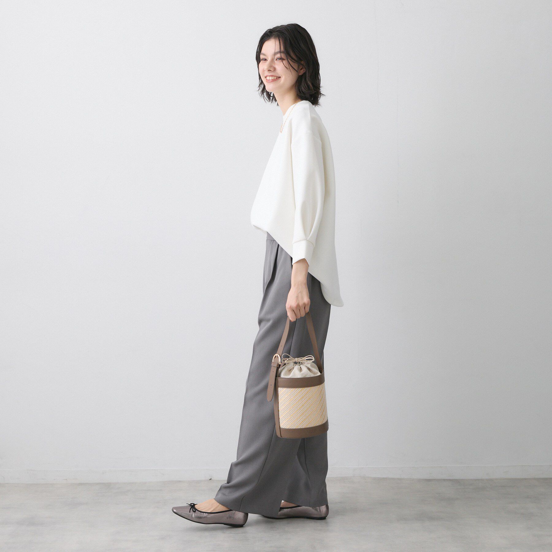 Dessin「ストライプ柄バッグコンビバケツショルダー」|ショルダー・メッセンジャー|