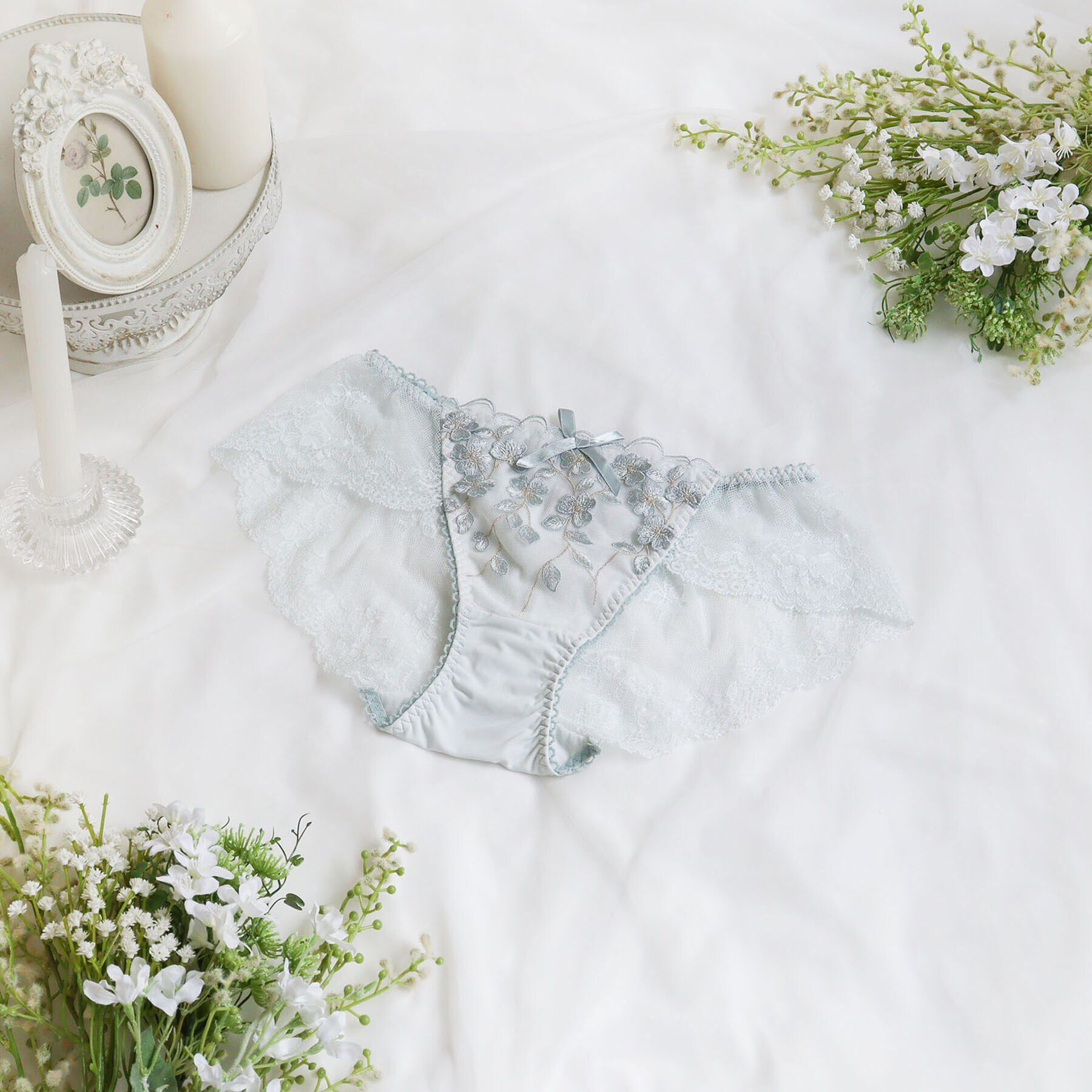 Risa Magli「マリーナ レースショーツ」|インナー|サックスブルー(09