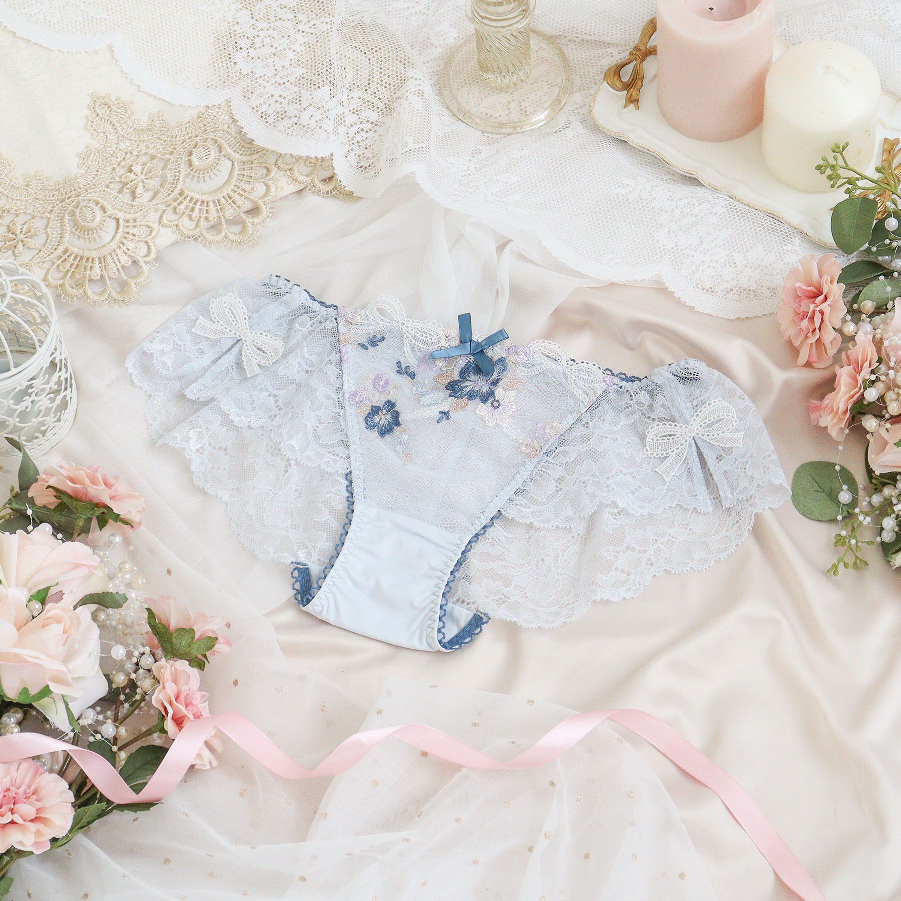 Risa Magli「ダニエラ レースショーツ」|インナー|ブルー(092)