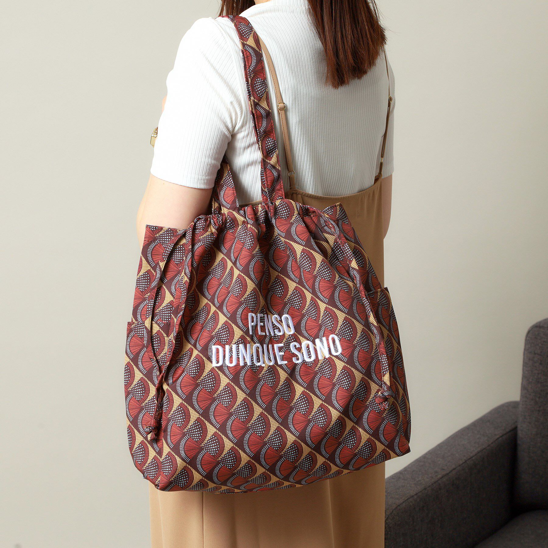 ITS&rsquo;DEMO「【A4対応／新柄追加】ラタプリントトート」|トートバッグ|ブラウン(143)