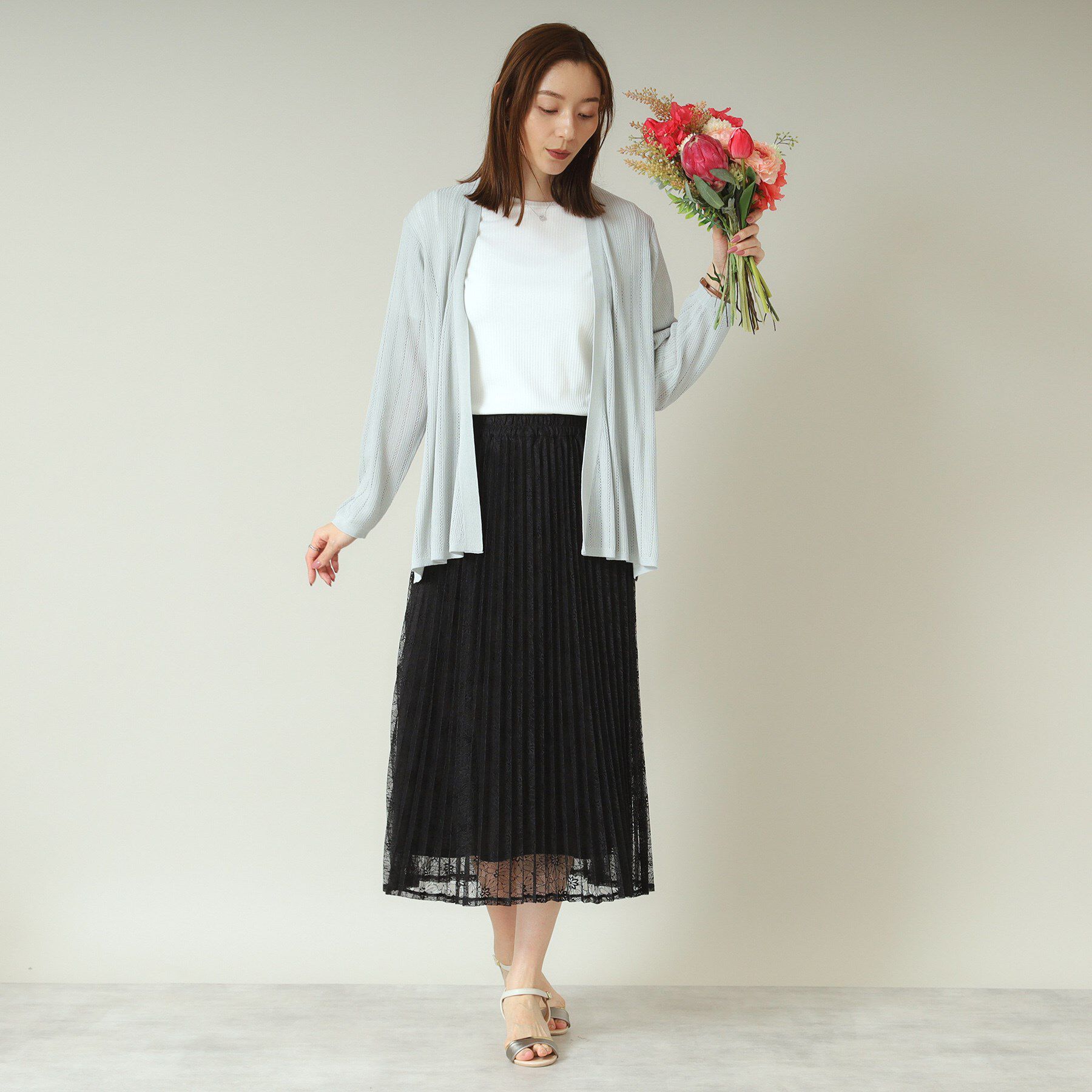 ITS&rsquo;DEMO「【ウエストゴム／手洗い可】レースプリーツスカート」|スカート|