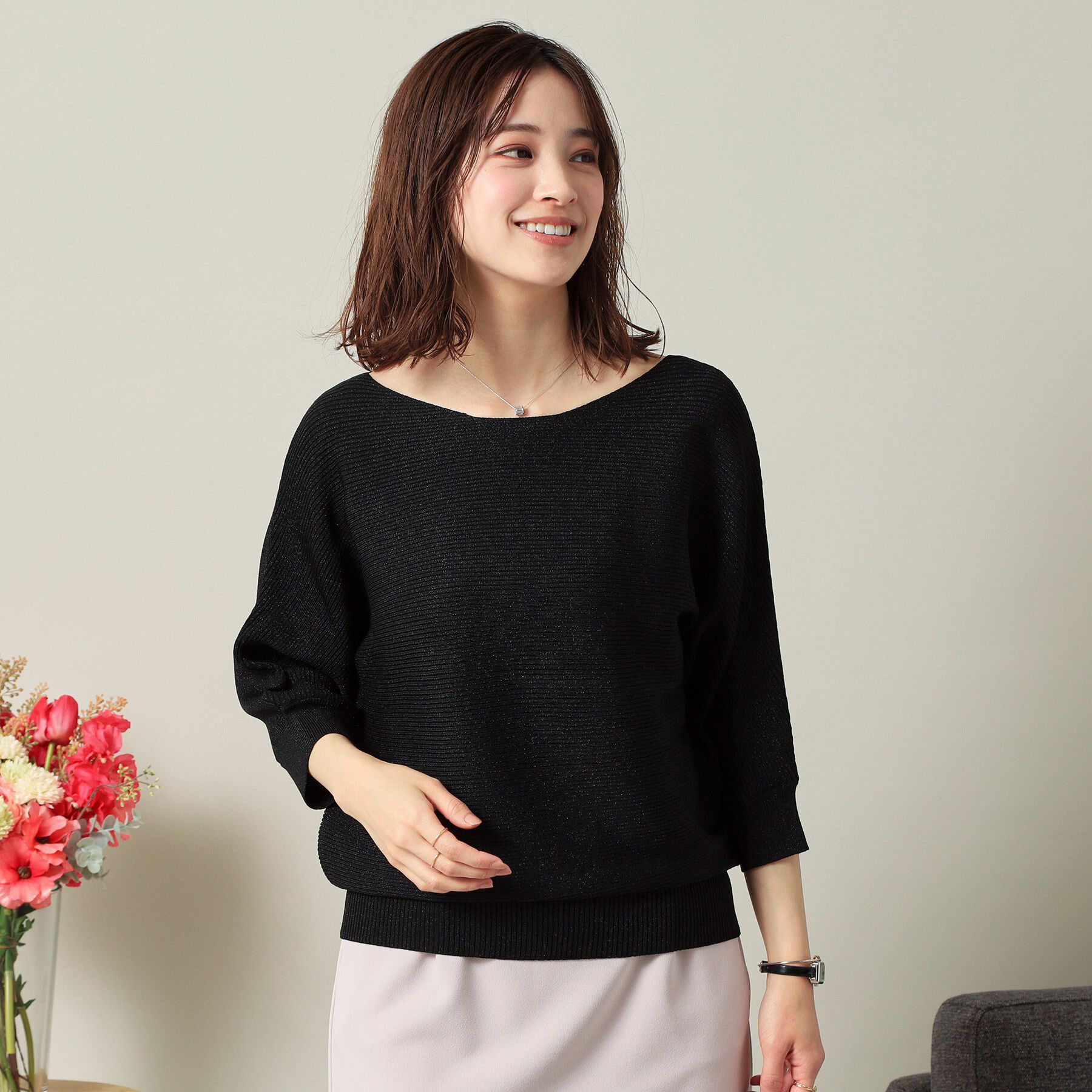 ITS&rsquo;DEMO「【UVケア／アンチピリング／洗濯機OK】ラメリブドルマンニット」|ニット・セーター|