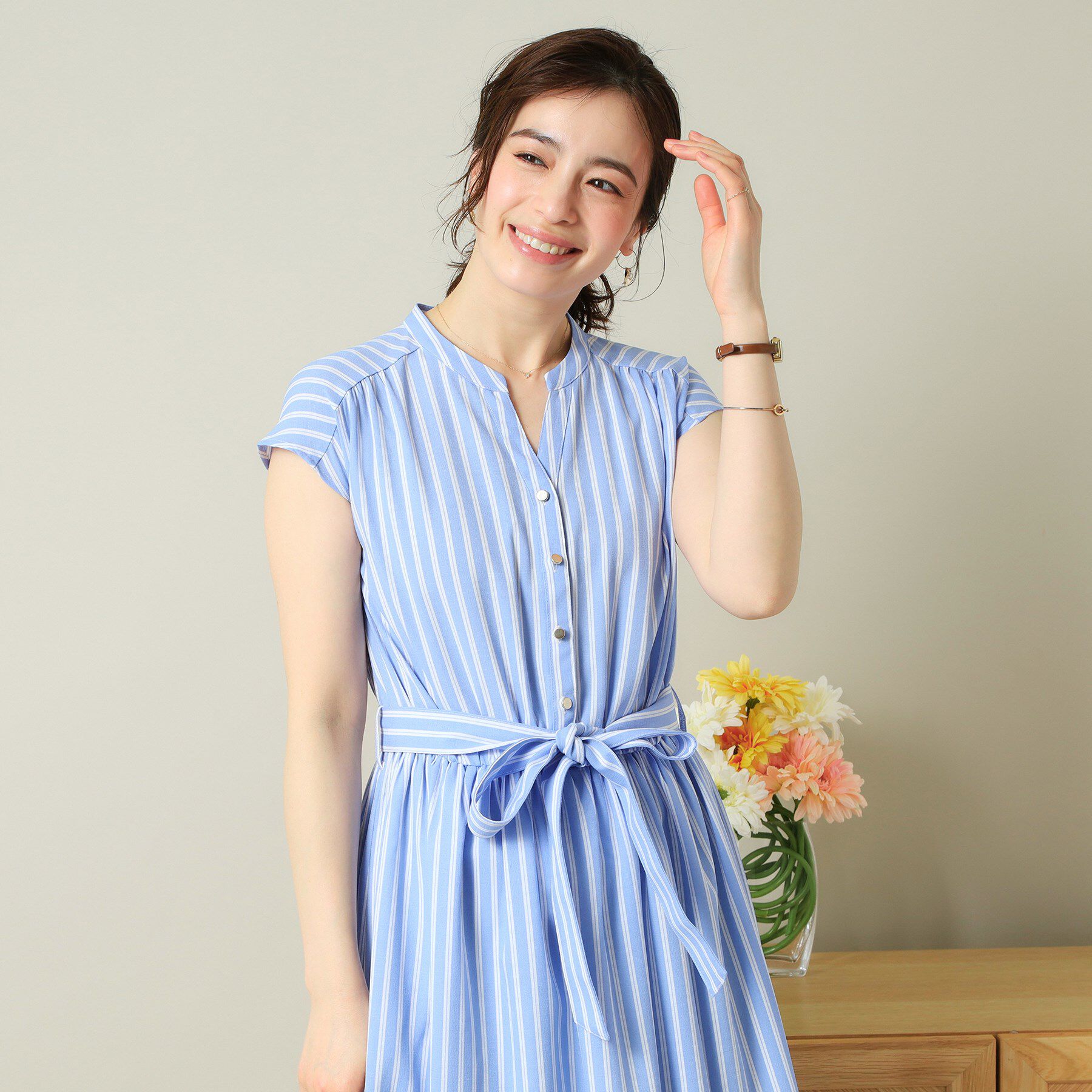 ITS&rsquo;DEMO「【UVケア／吸水速乾／洗濯機OK／洗濯後しわになりにくい】麻調合繊ワンピース＜ラク服シリーズ＞」|ワンピース|