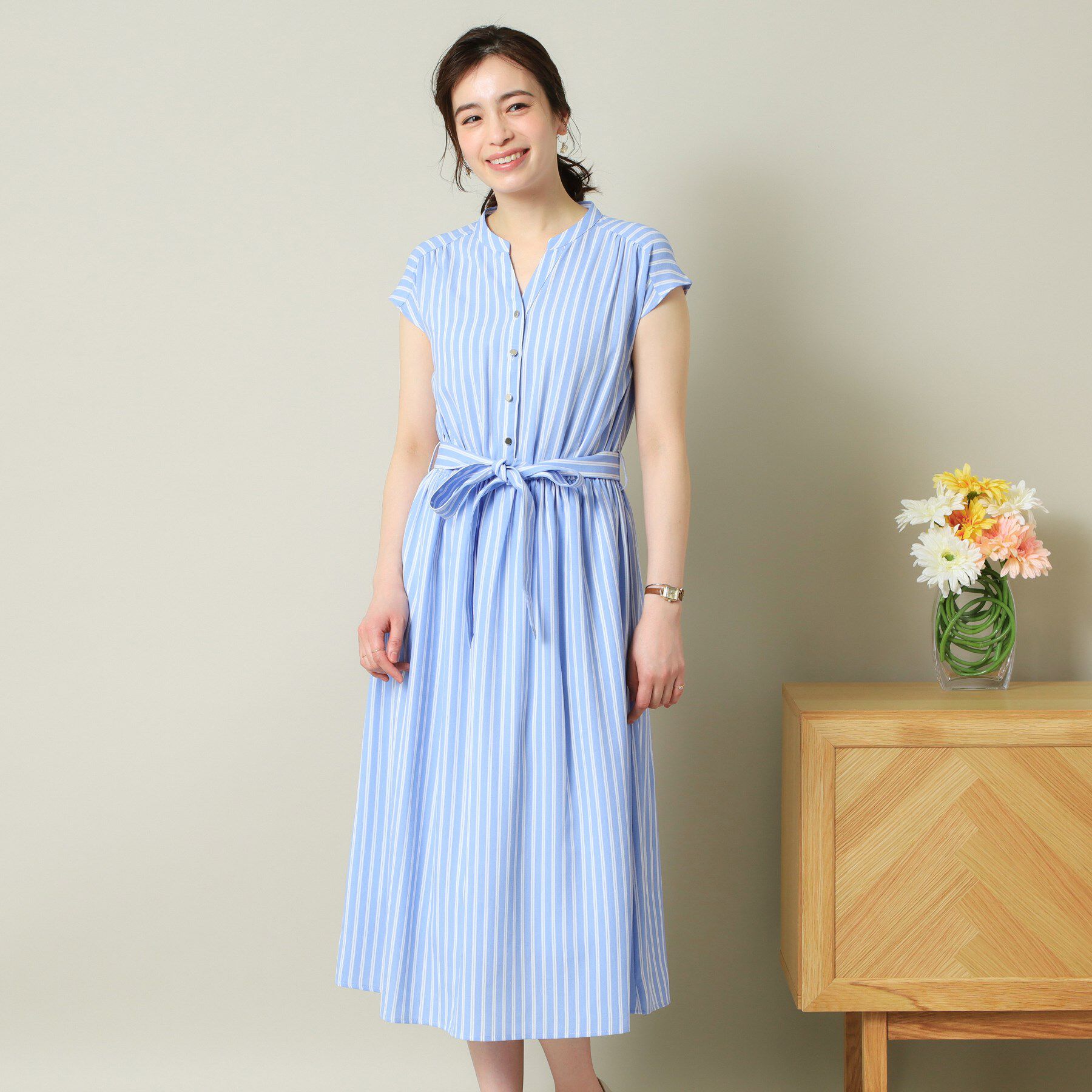 ITS&rsquo;DEMO「【UVケア／吸水速乾／洗濯機OK／洗濯後しわになりにくい】麻調合繊ワンピース＜ラク服シリーズ＞」|ワンピース|