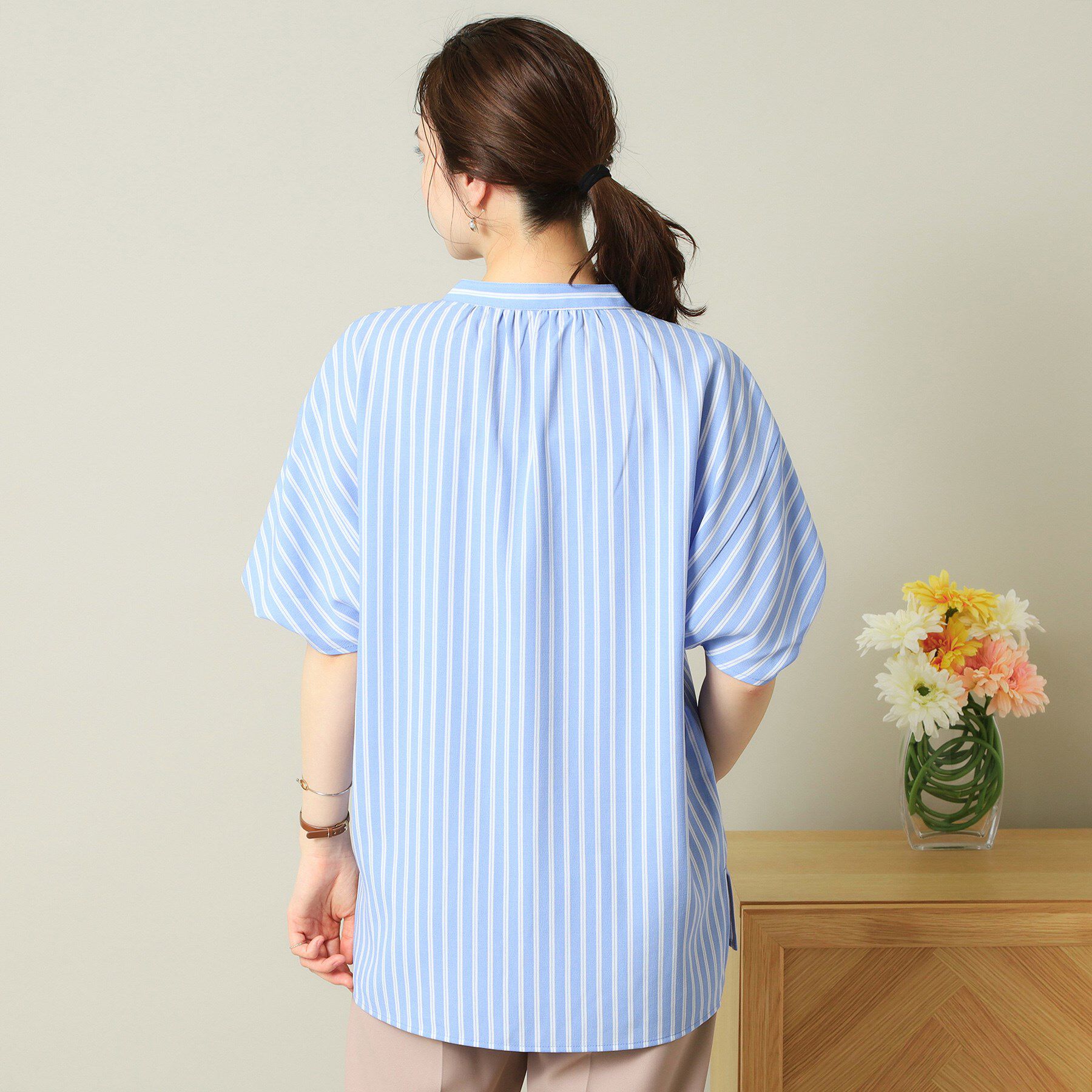 ITS&rsquo;DEMO「【UVケア/吸水速乾/洗濯機OK/冷感】麻調合繊チュニックブラウス＜ラク服シリーズ＞」|シャツ・ブラウス|