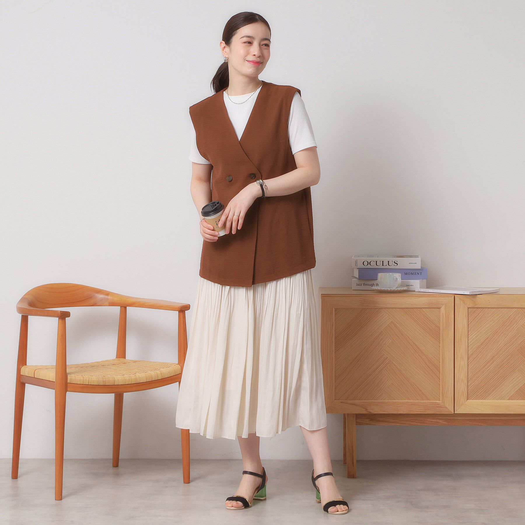 ITS&rsquo;DEMO「【接触冷感／吸水速乾／洗濯機OK／イージーケア】ジレ&times;キャミワンピースセット＜ラク服シリーズ＞」|ワンピース|