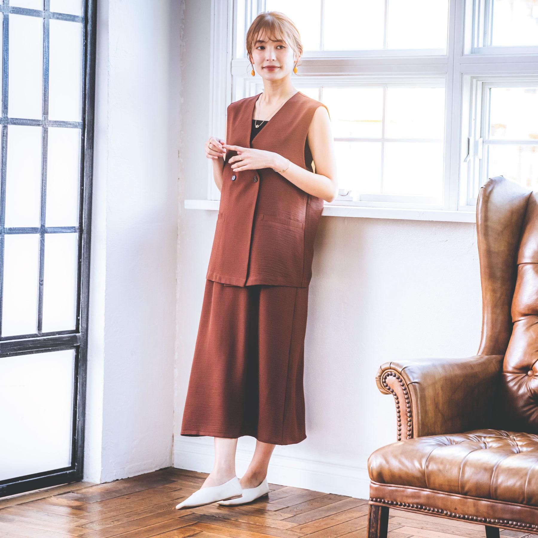 ITS&rsquo;DEMO「【接触冷感／吸水速乾／洗濯機OK／イージーケア】ジレ&times;キャミワンピースセット＜ラク服シリーズ＞」|ワンピース|