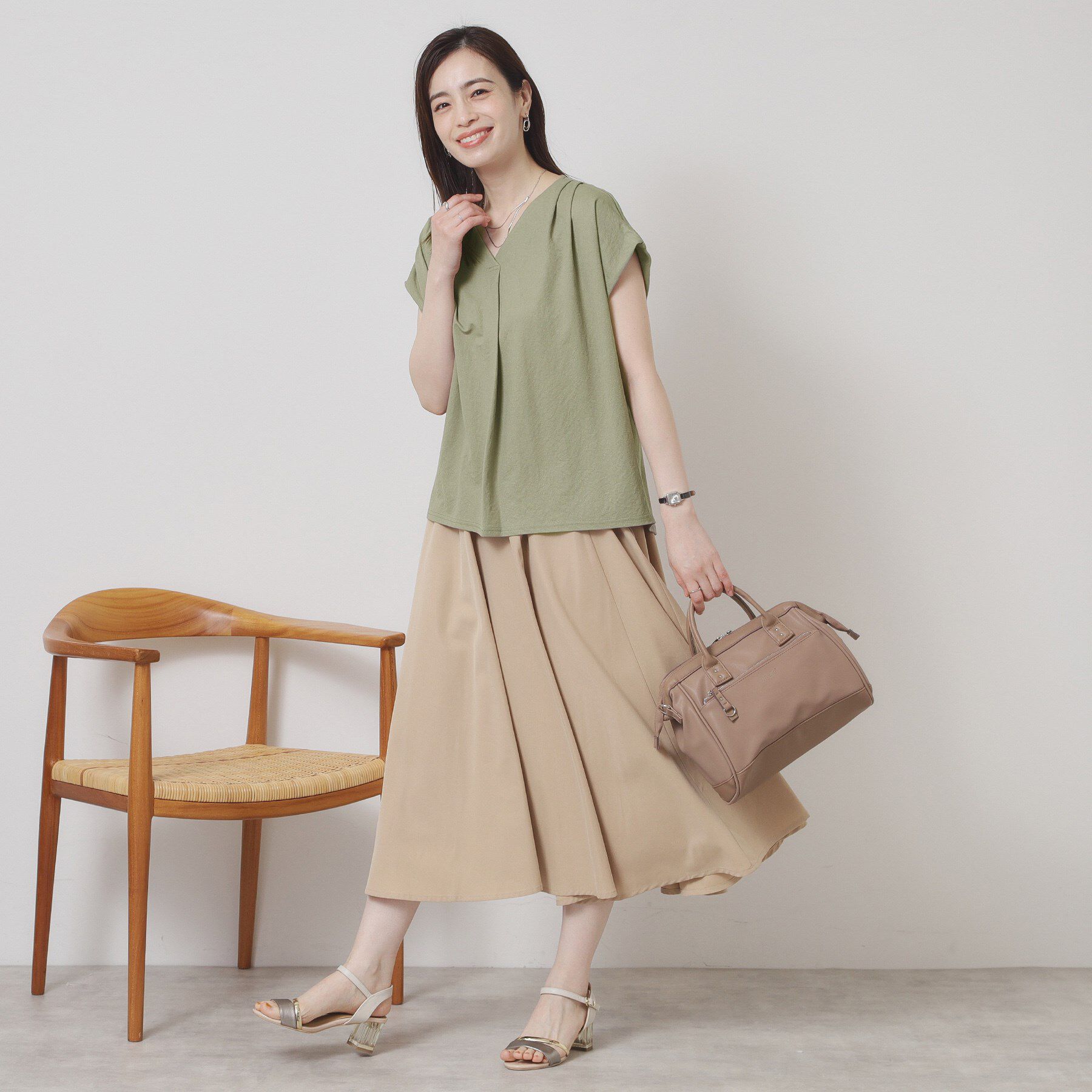 ITS&rsquo;DEMO「【接触冷感／手洗い可】カノコスキッパーブラウス」|シャツ・ブラウス|