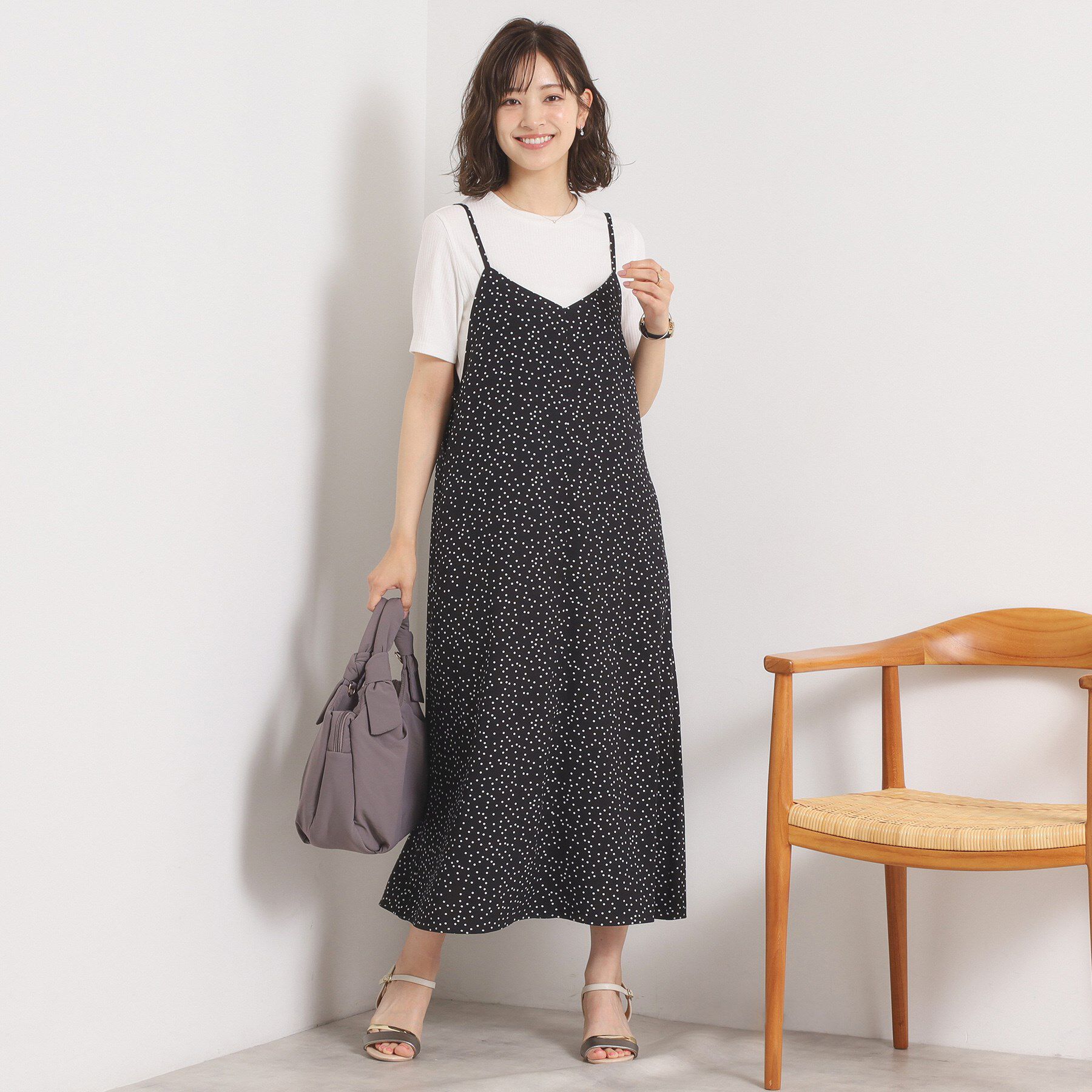 ITS&rsquo;DEMO「【UVカット／速乾／冷感／洗濯機OK／洗濯後しわになりにくい】麻調ストレッチキャミワンピ＜ラク服シリ」|ワンピース|