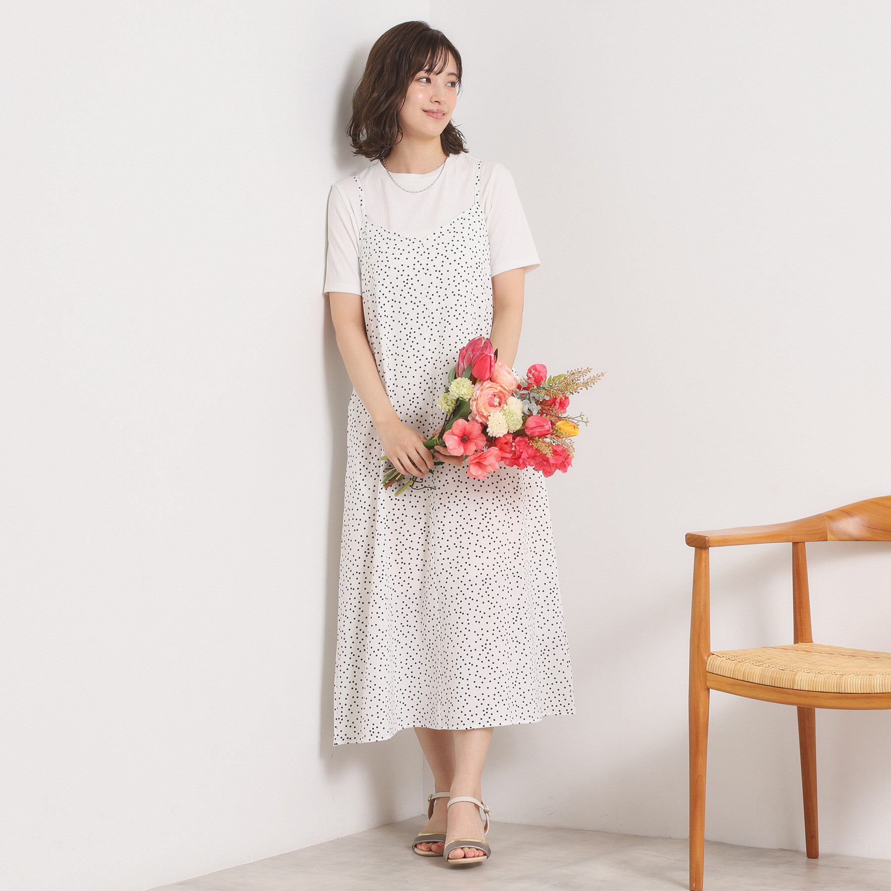 ITS&rsquo;DEMO「【UVカット／速乾／冷感／洗濯機OK／洗濯後しわになりにくい】麻調ストレッチキャミワンピ＜ラク服シリ」|ワンピース|