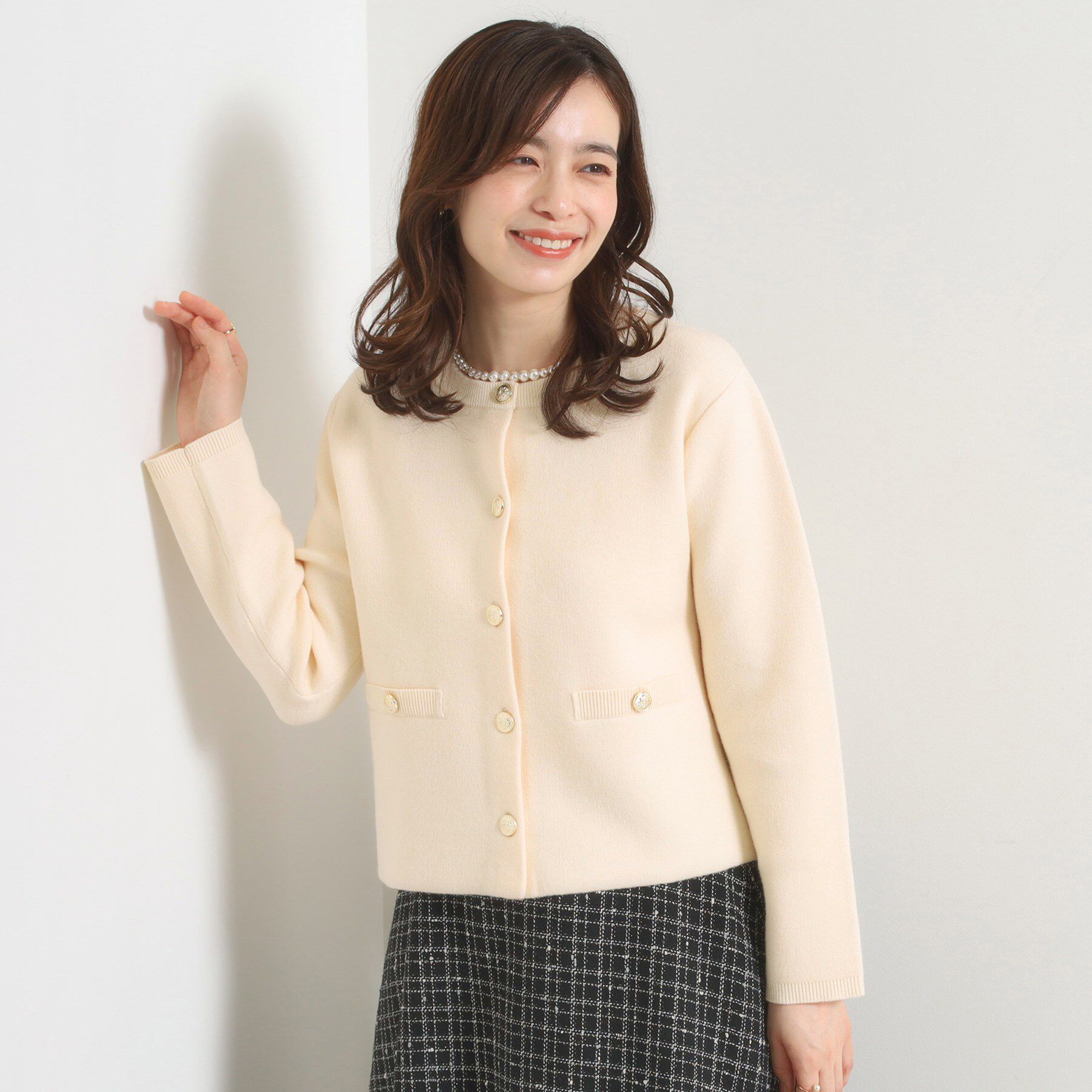 ITS&rsquo;DEMO「【手洗い可】ニットジャケット」|ノーカラージャケット|