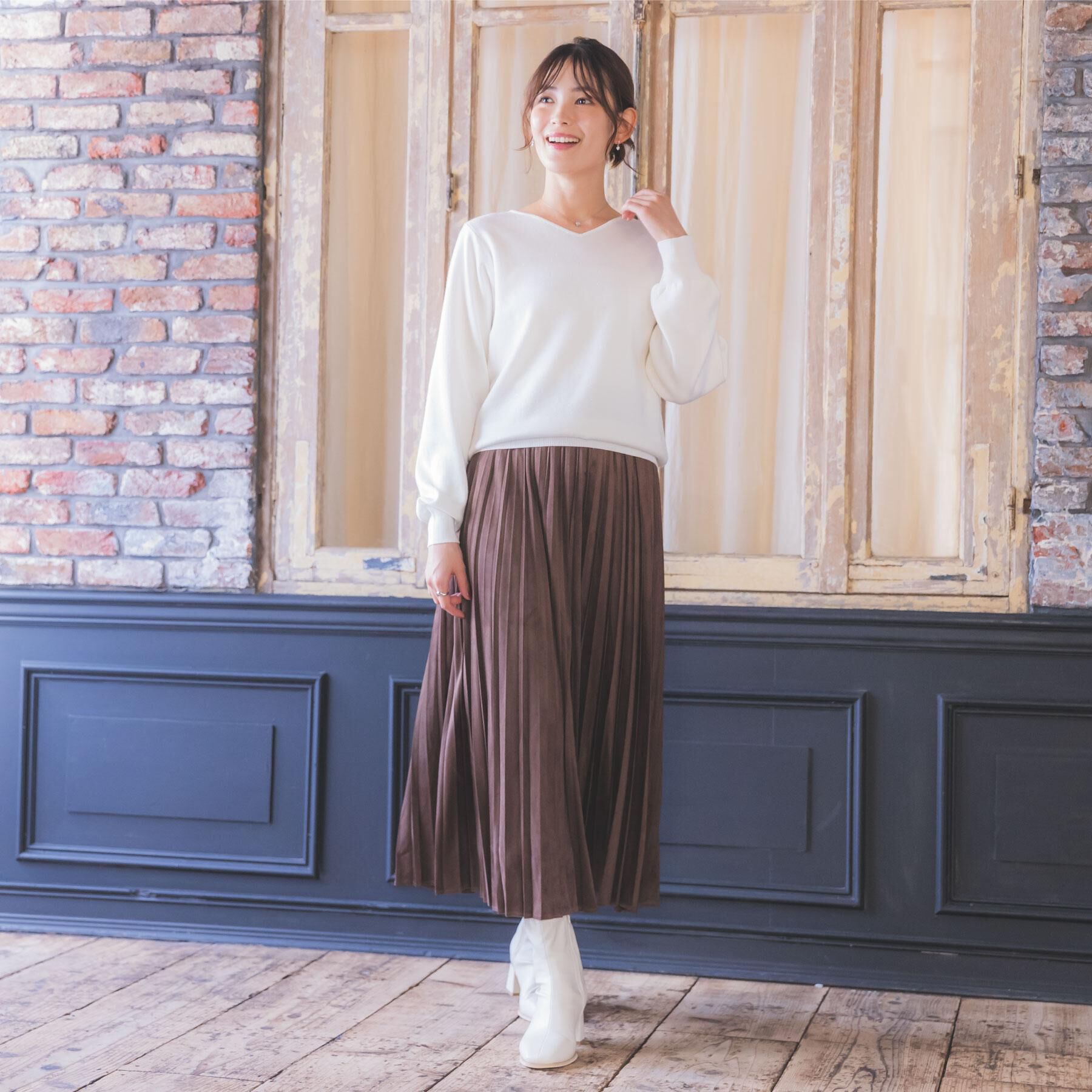 ITS&rsquo;DEMO「【手洗い可】アンジェリーナ総針vネックニット」|ニット・セーター|