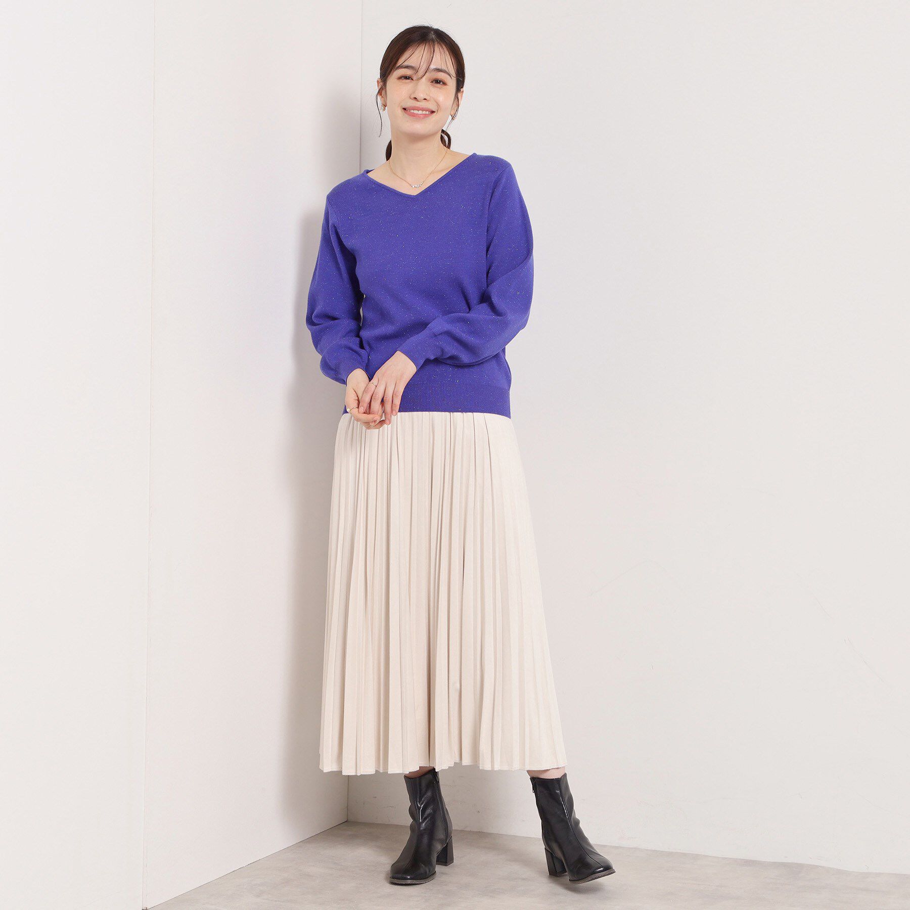 ITS&rsquo;DEMO「【手洗い可】アンジェリーナ総針vネックニット」|ニット・セーター|