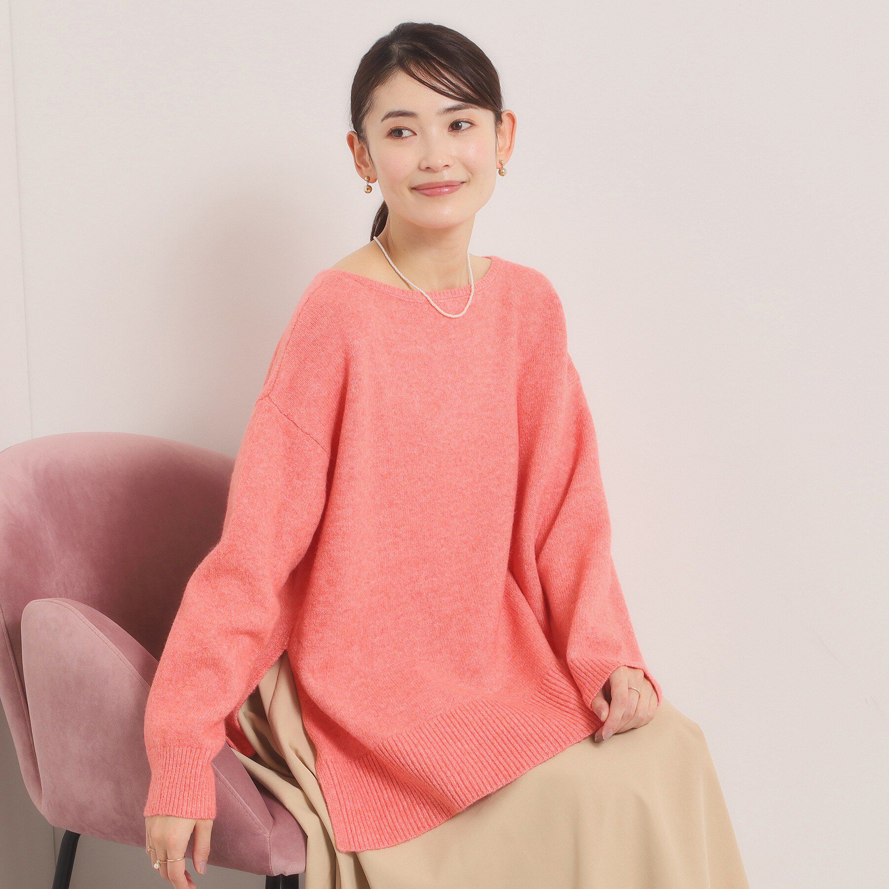 ITS&rsquo;DEMO「【手洗い可】ビッグシルエットニット」|ニット・セーター|オレンジ(067)