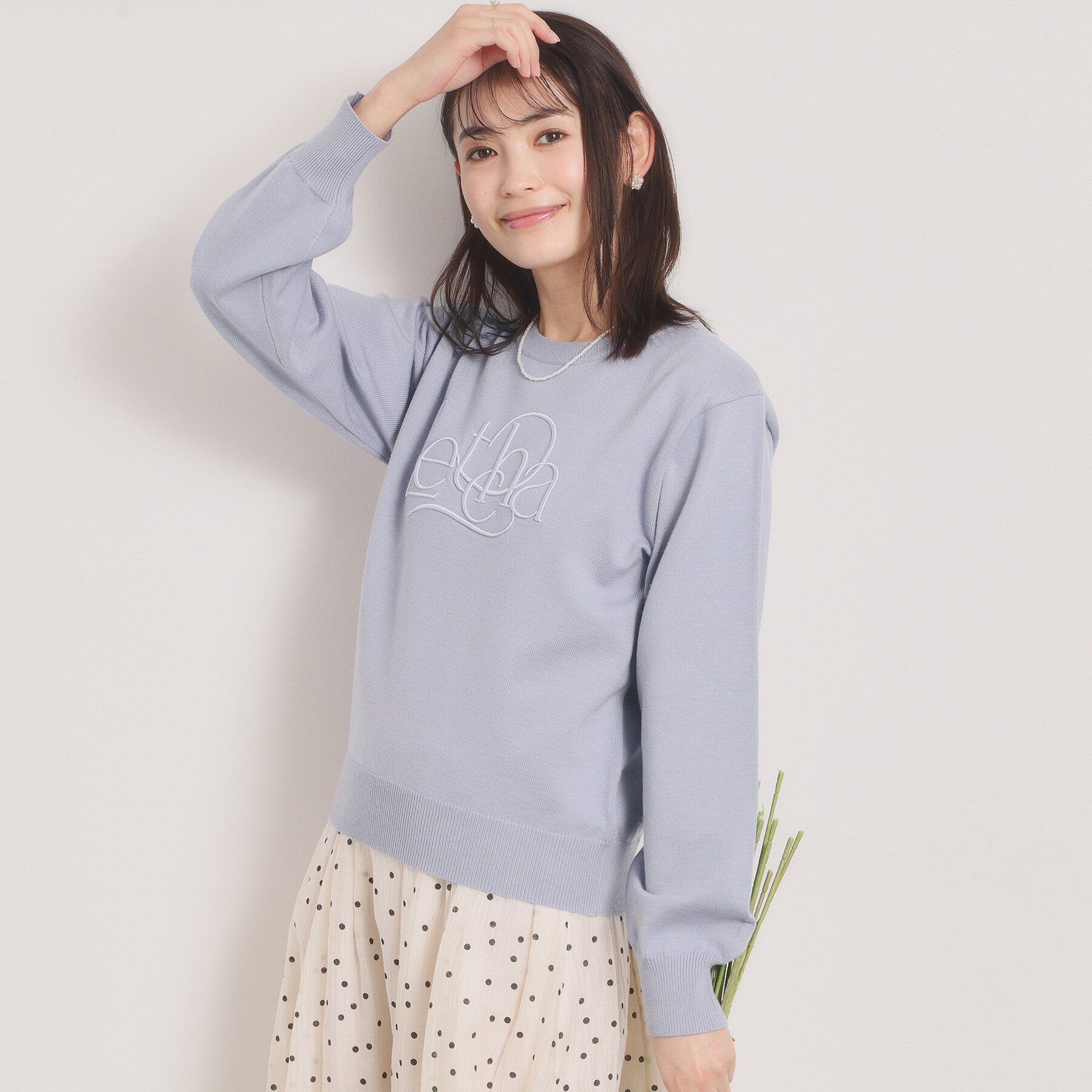 ITS&rsquo;DEMO「【手洗い可】ロゴ刺繍ニット」|ニット・セーター|サックスブルー(09