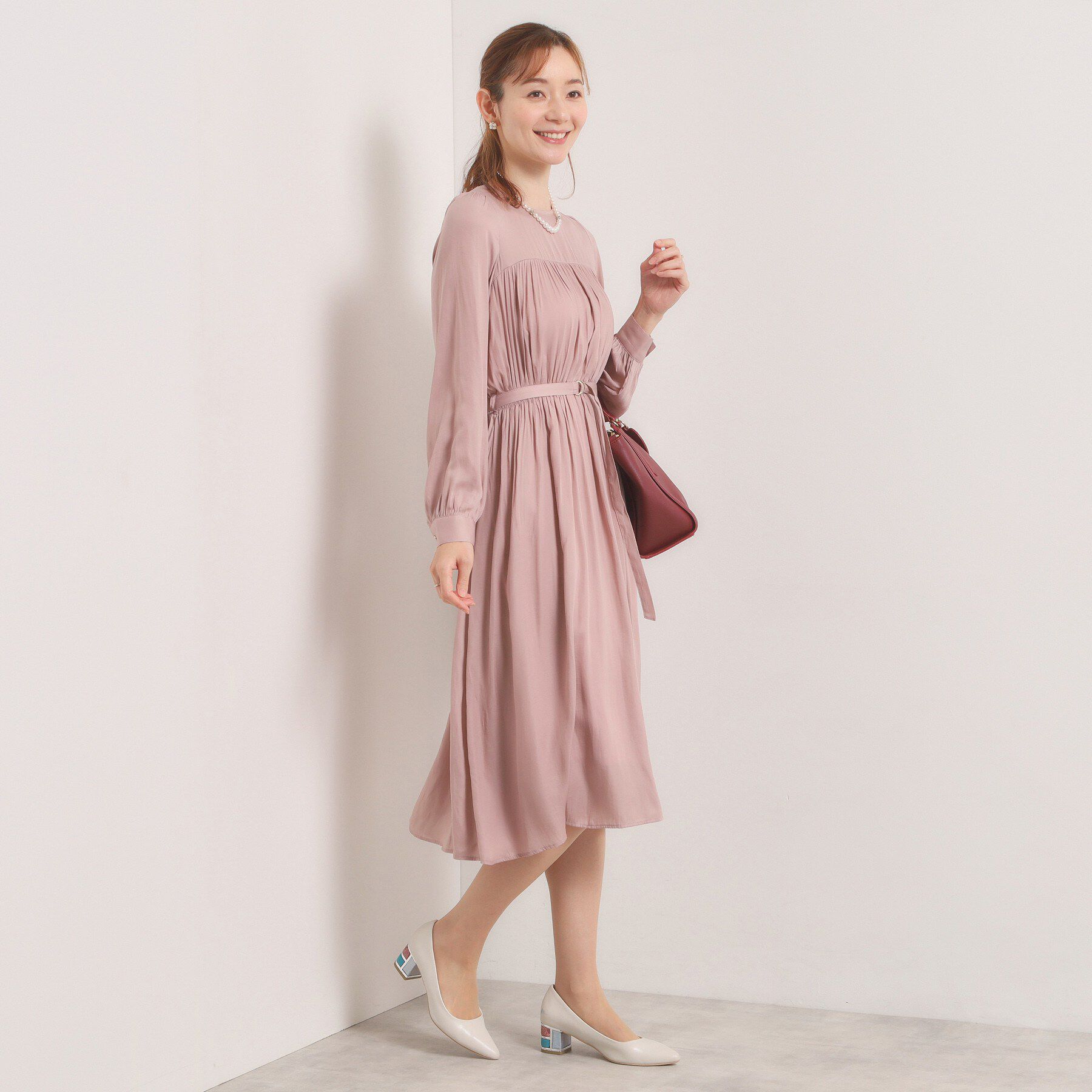ITS&rsquo;DEMO「【入卒／手洗い可】サテンベルト付きワンピース」|ワンピース|