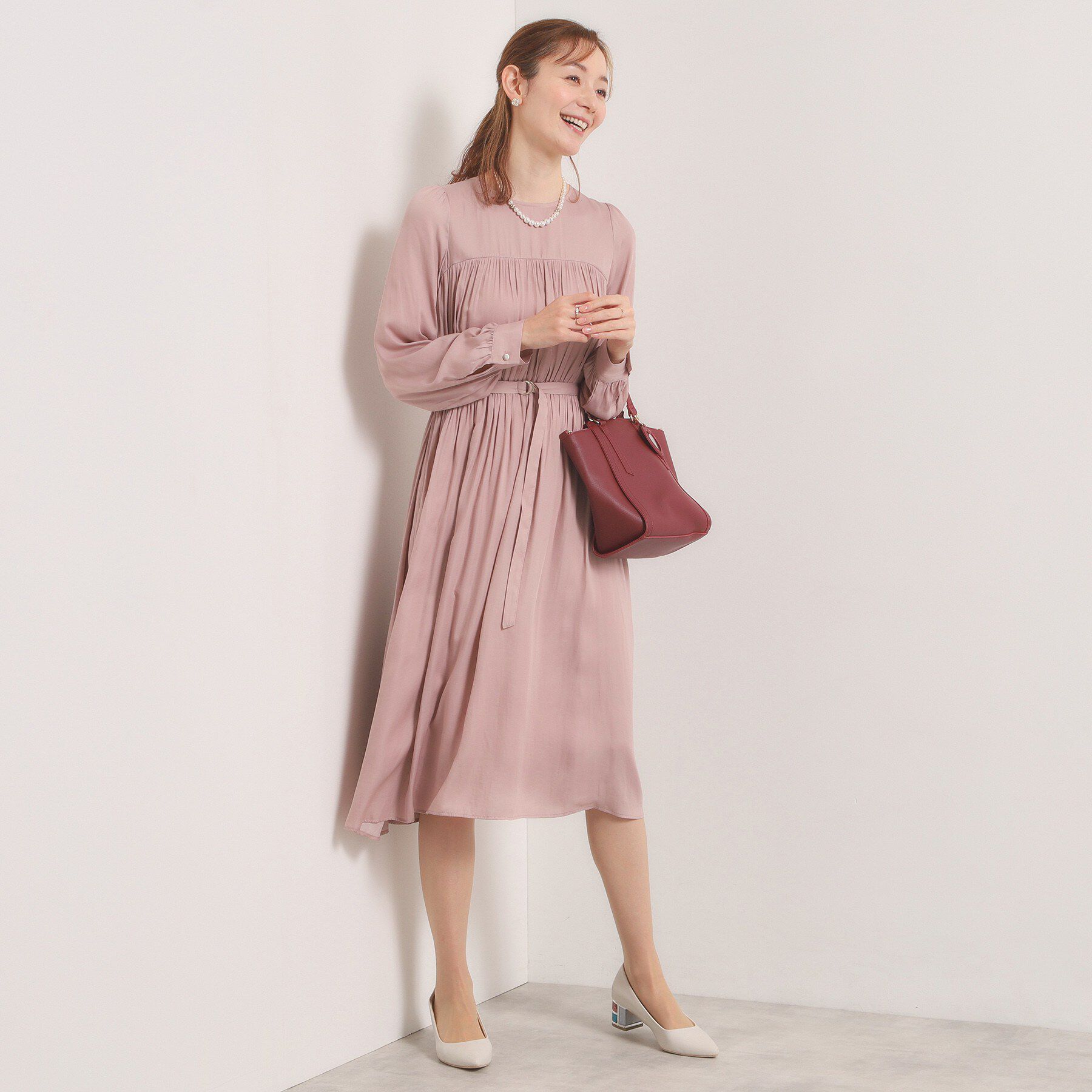 ITS&rsquo;DEMO「【入卒／手洗い可】サテンベルト付きワンピース」|ワンピース|