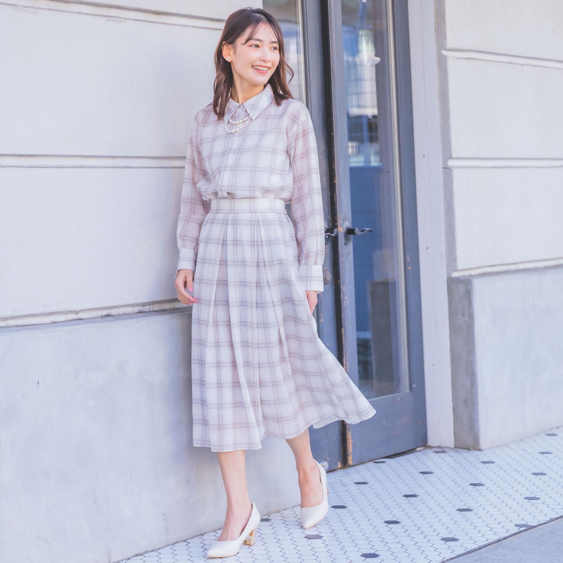 ITS&rsquo;DEMO「【セットアップ可／手洗い可】シアーチェックシャツ」|シャツ・ブラウス|