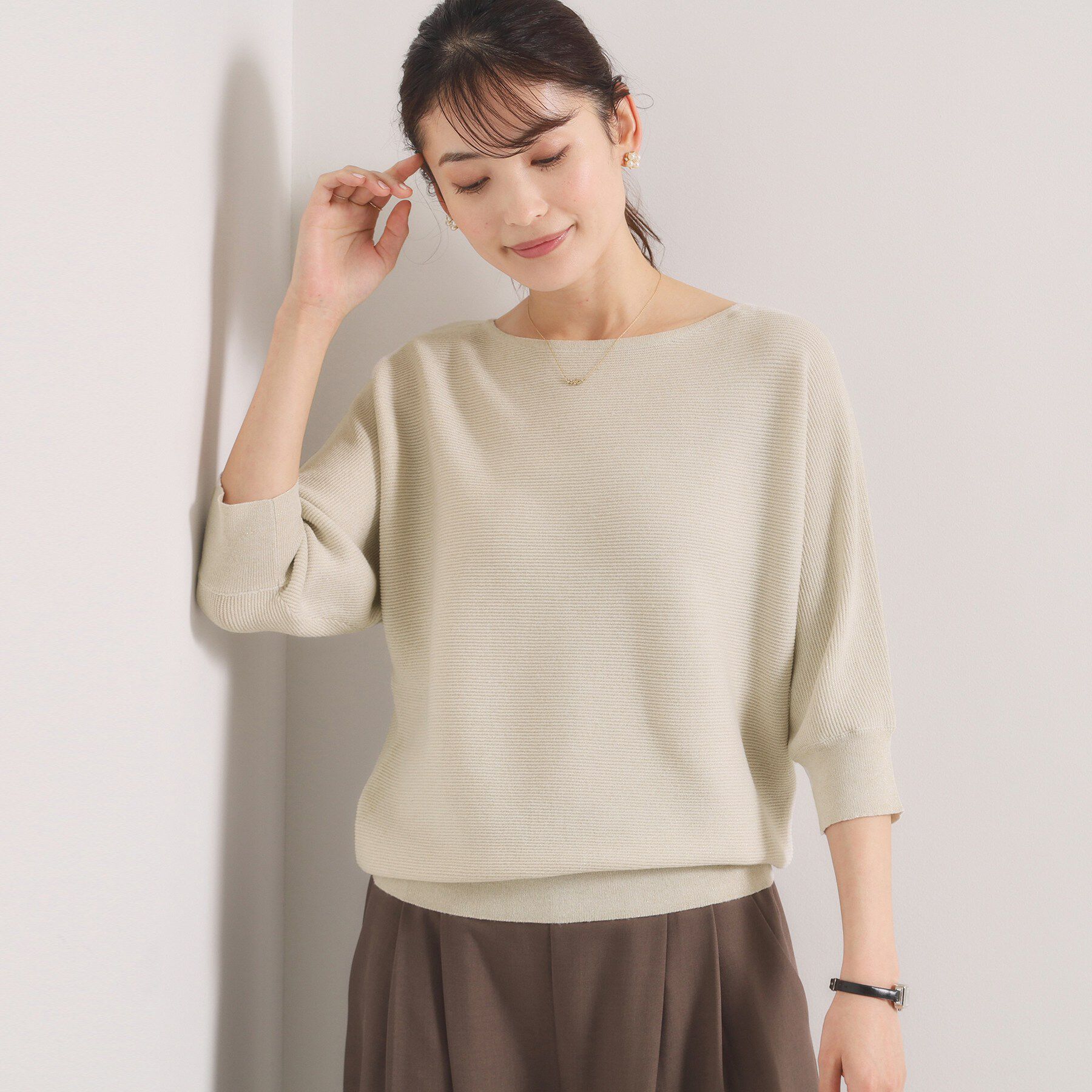 ITS&rsquo;DEMO「【手洗い可】ラメガーターニット」|ニット・セーター|アイボリー(004)