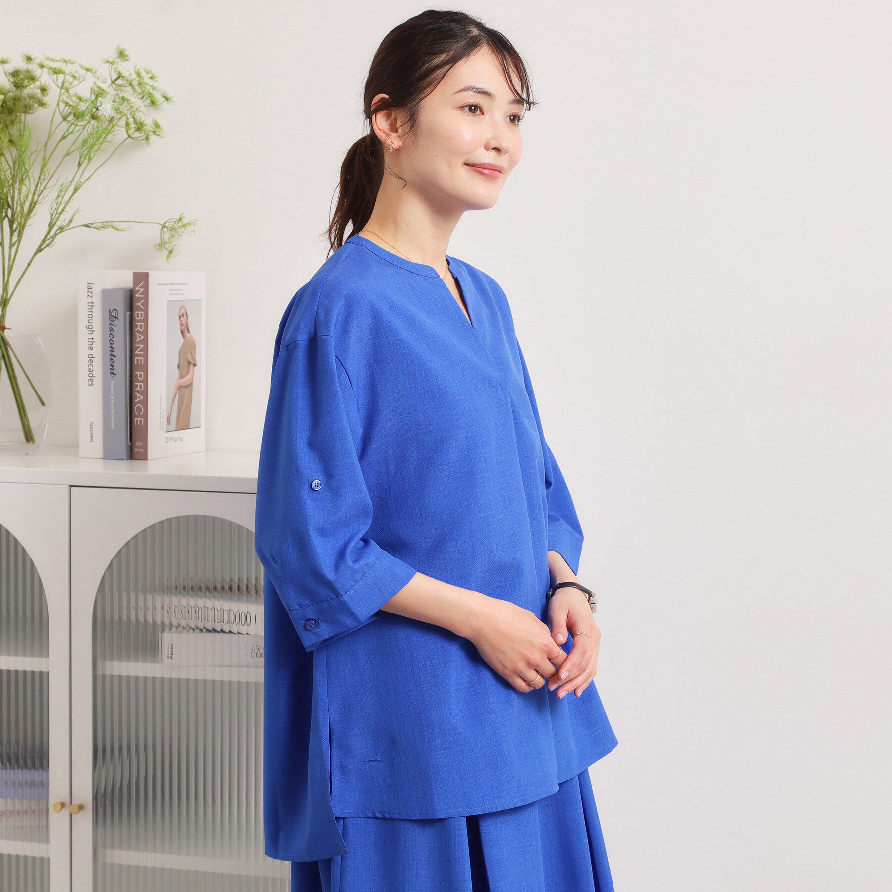 ITS&rsquo;DEMO「【UVケア／洗濯機OK／接触冷感／吸水速乾】麻調合繊スキッパーチュニック」|シャツ・ブラウス|