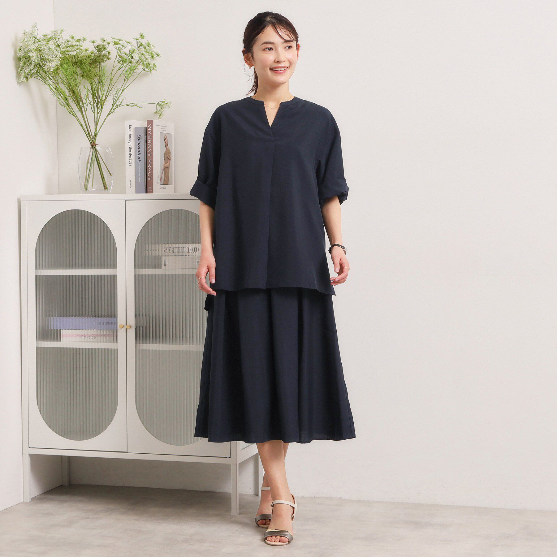 ITS&rsquo;DEMO「【UVケア／洗濯機OK／接触冷感／吸水速乾】麻調合繊スキッパーチュニック」|シャツ・ブラウス|