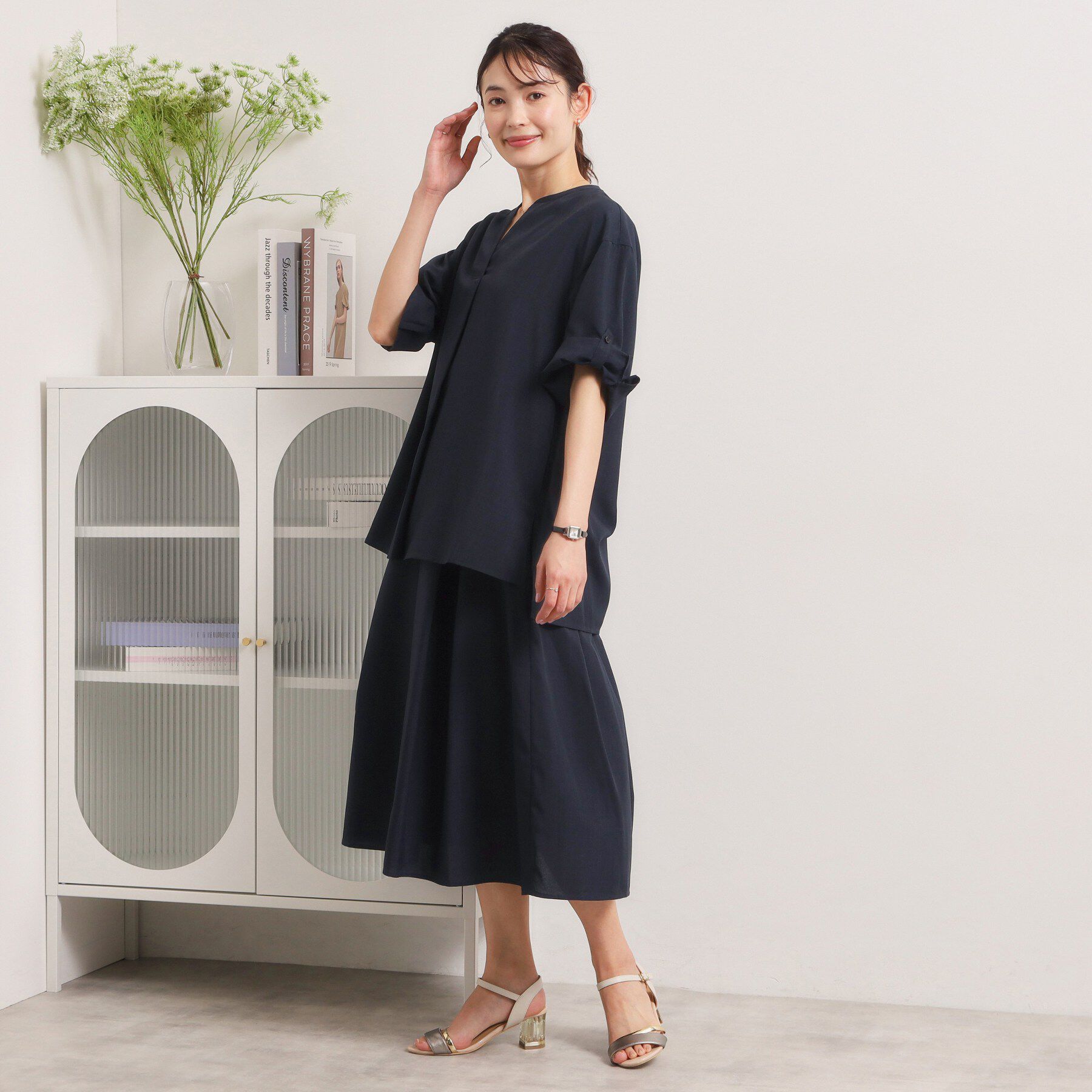 ITS&rsquo;DEMO「【UVケア／洗濯機OK／接触冷感／吸水速乾】麻調合繊スキッパーチュニック」|シャツ・ブラウス|