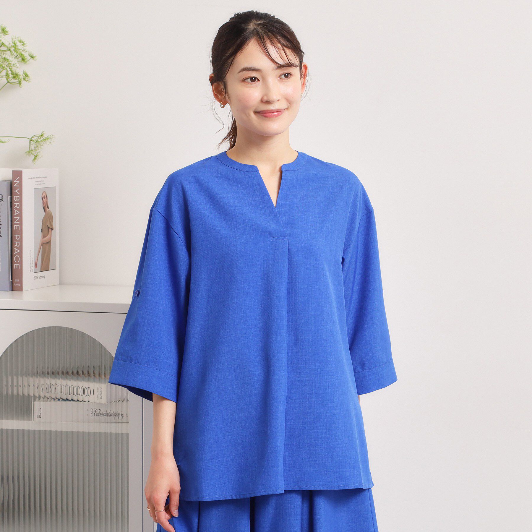 ITS&rsquo;DEMO「【UVケア／洗濯機OK／接触冷感／吸水速乾】麻調合繊スキッパーチュニック」|シャツ・ブラウス|