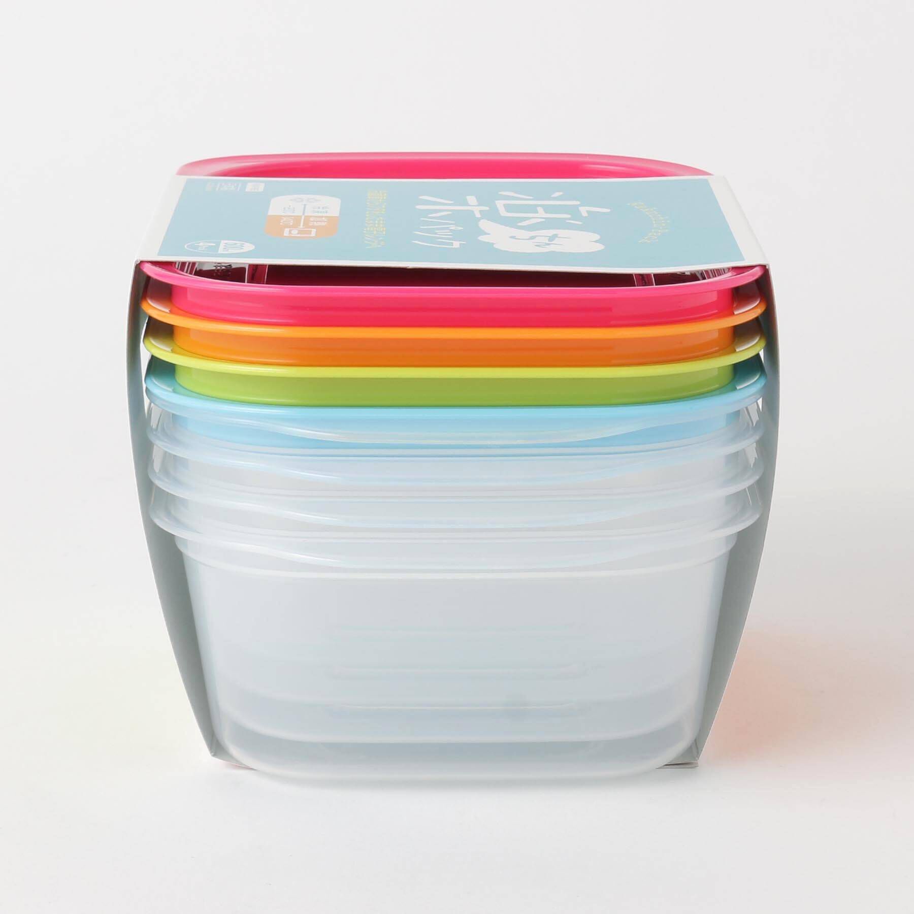 212 KITCHEN STORE「楽ちんパック角型 600ml 4色組」|食器・キッチングッズ|
