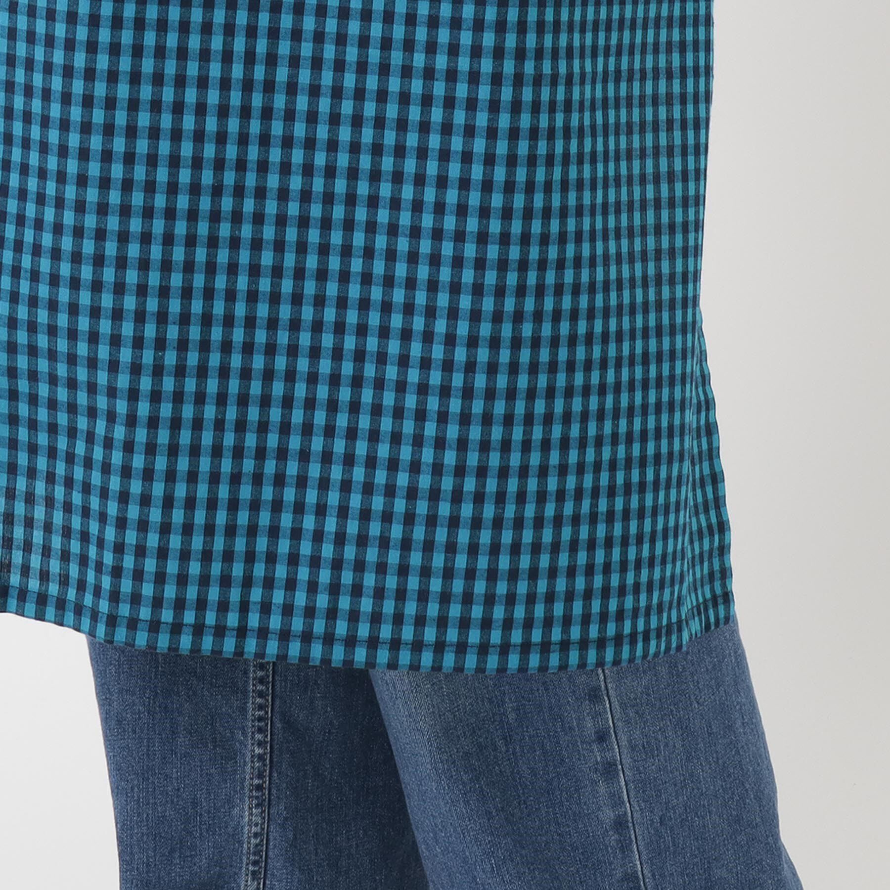 212 KITCHEN STORE「ギンガムサッカーギャザーエプロン BL」|食器・キッチングッズ|