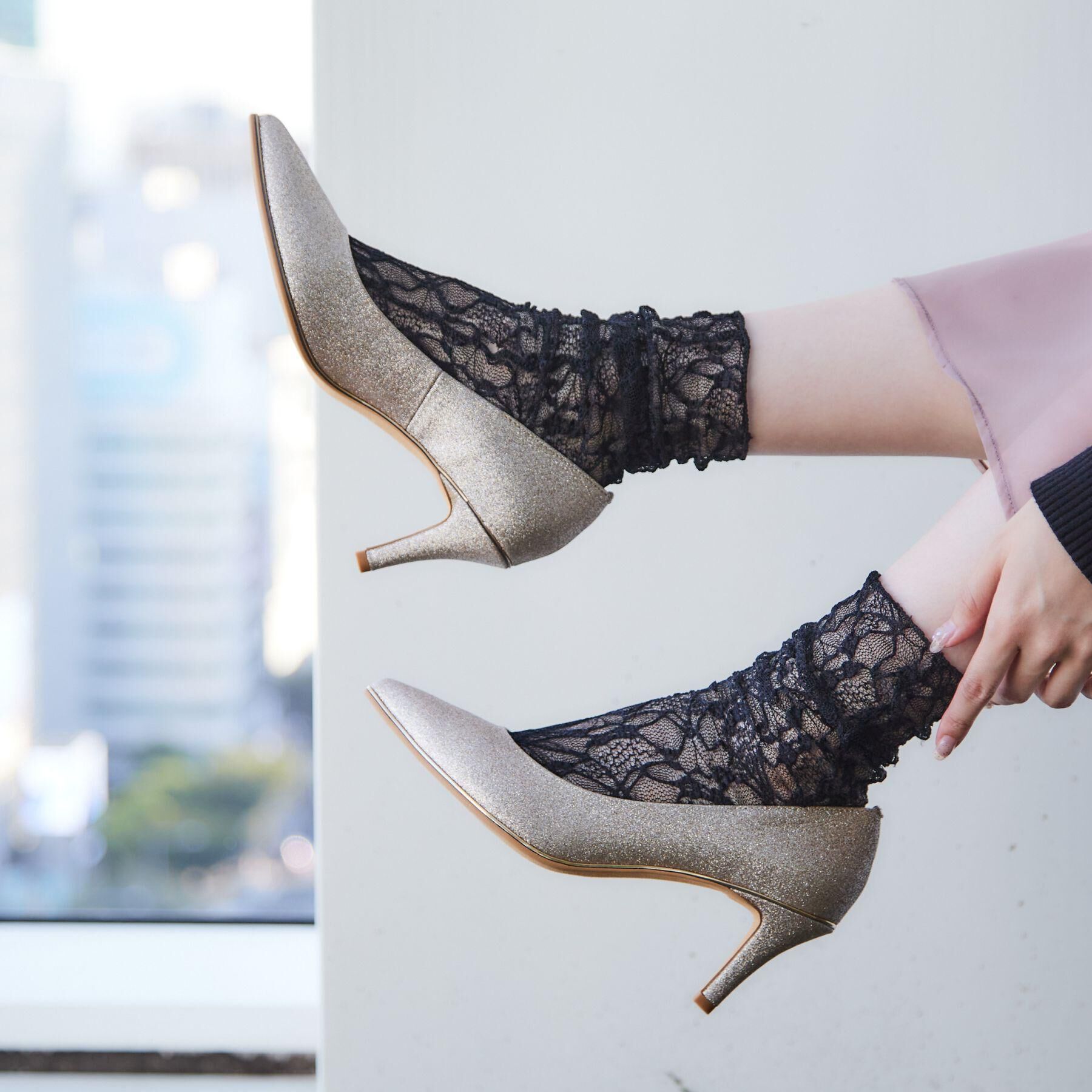 ESPERANZA「12時間パンプスNeoグリッター[7.5cmヒール]」|パンプス|ｺﾞｰﾙﾄﾞ(008)