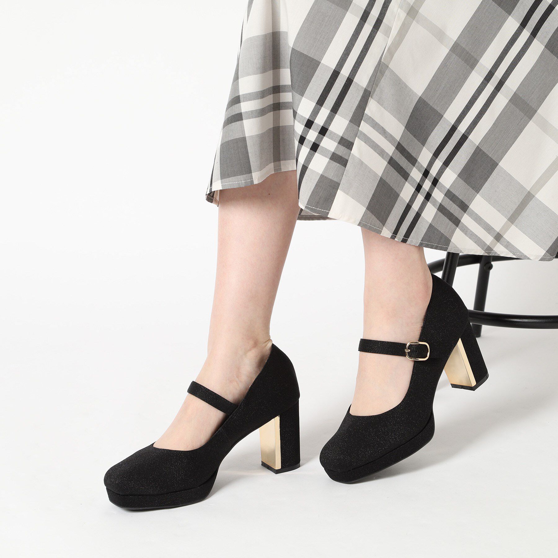 ESPERANZA「メッキプレートヒールストラップパンプス」|パンプス|