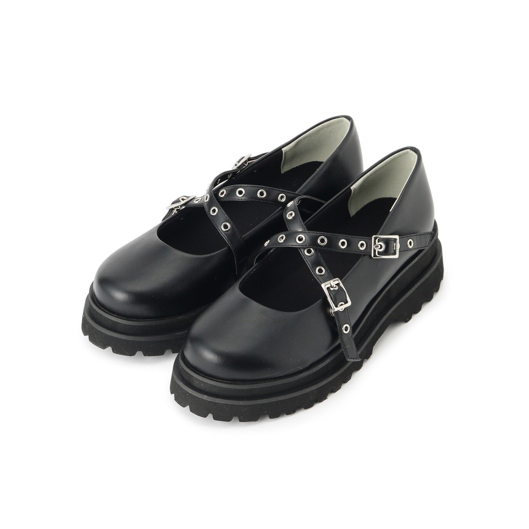 ESPERANZA「グロメットクロスストラップスニーカー」|スニーカー|ﾌﾞﾗｯｸ(019)