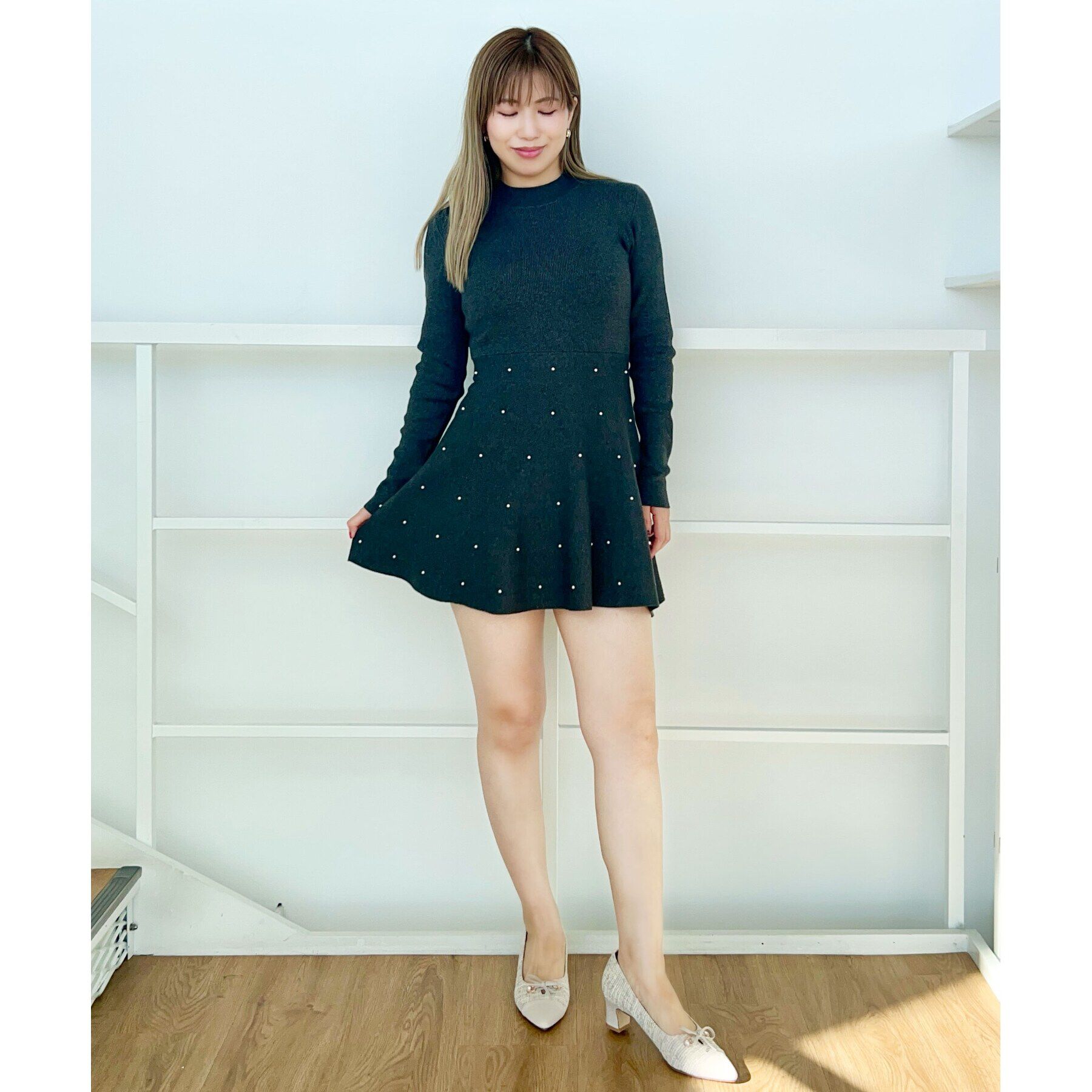 ESPERANZA「ビジューリボンポインテッドトゥパンプス」|パンプス|