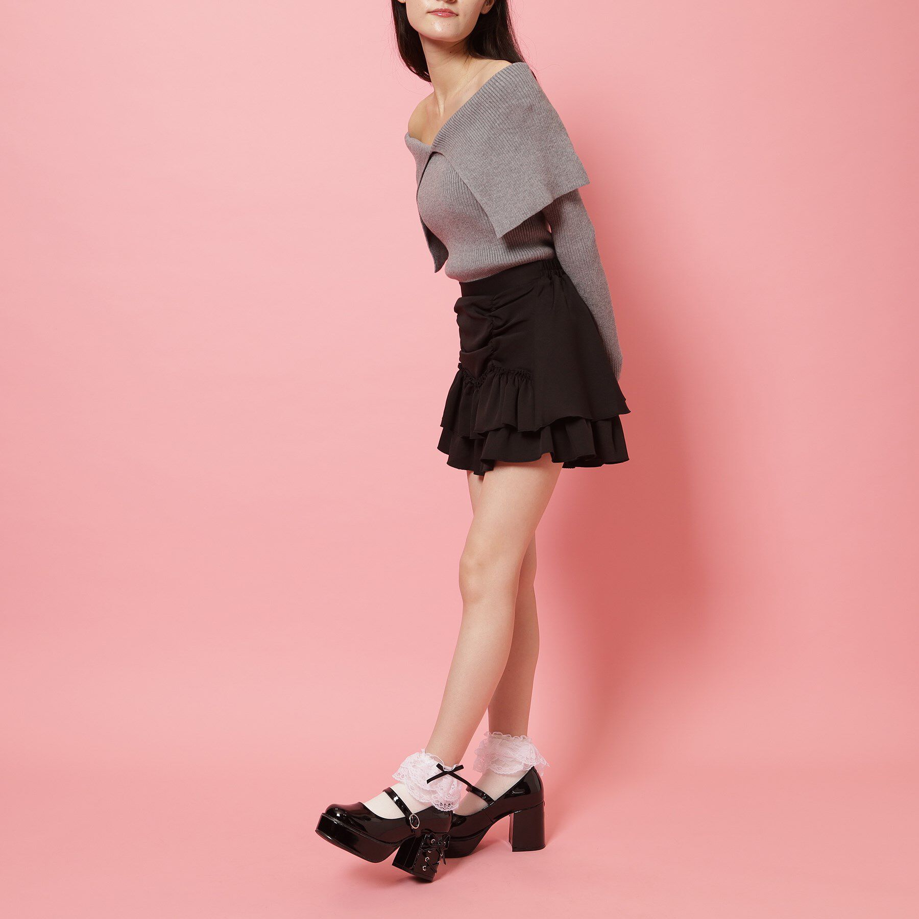 csT&P「厚底ヒールレースアップパンプス」|パンプス|