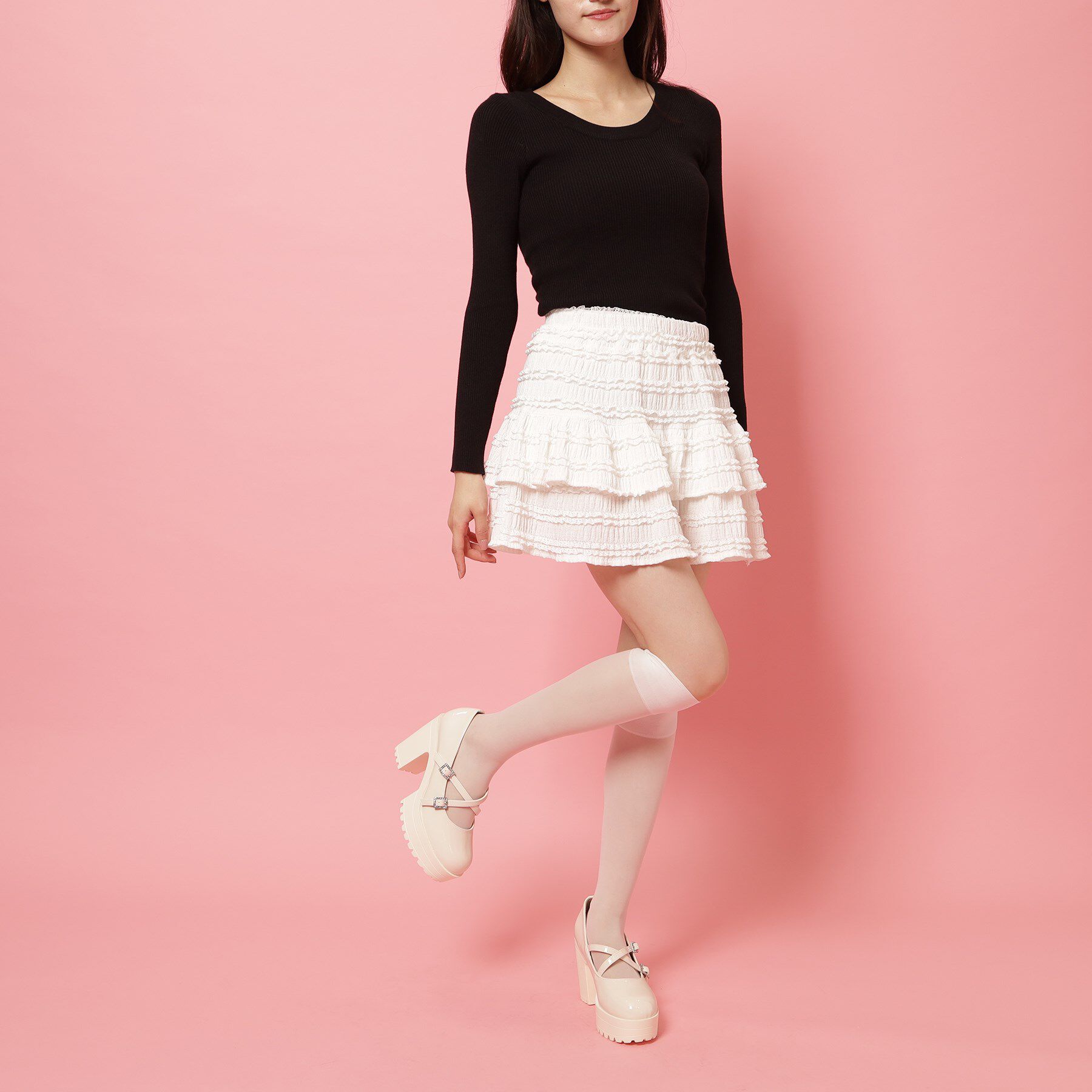 csT&P「厚底キラキラダブルストラップパンプス」|パンプス|