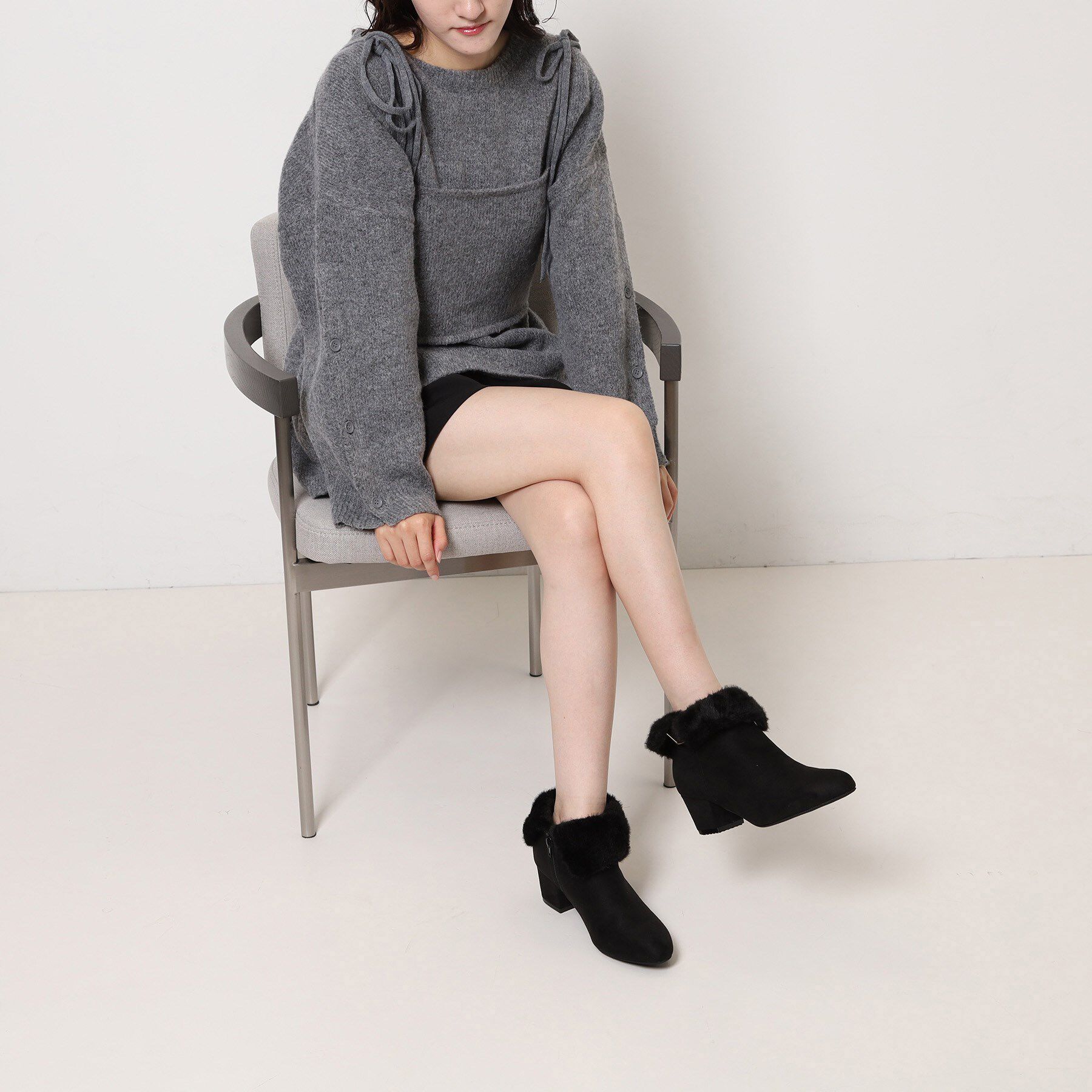 ESPERANZA「折り返しフェイクファー2WAYショートブーツ」|ショートブーツ|