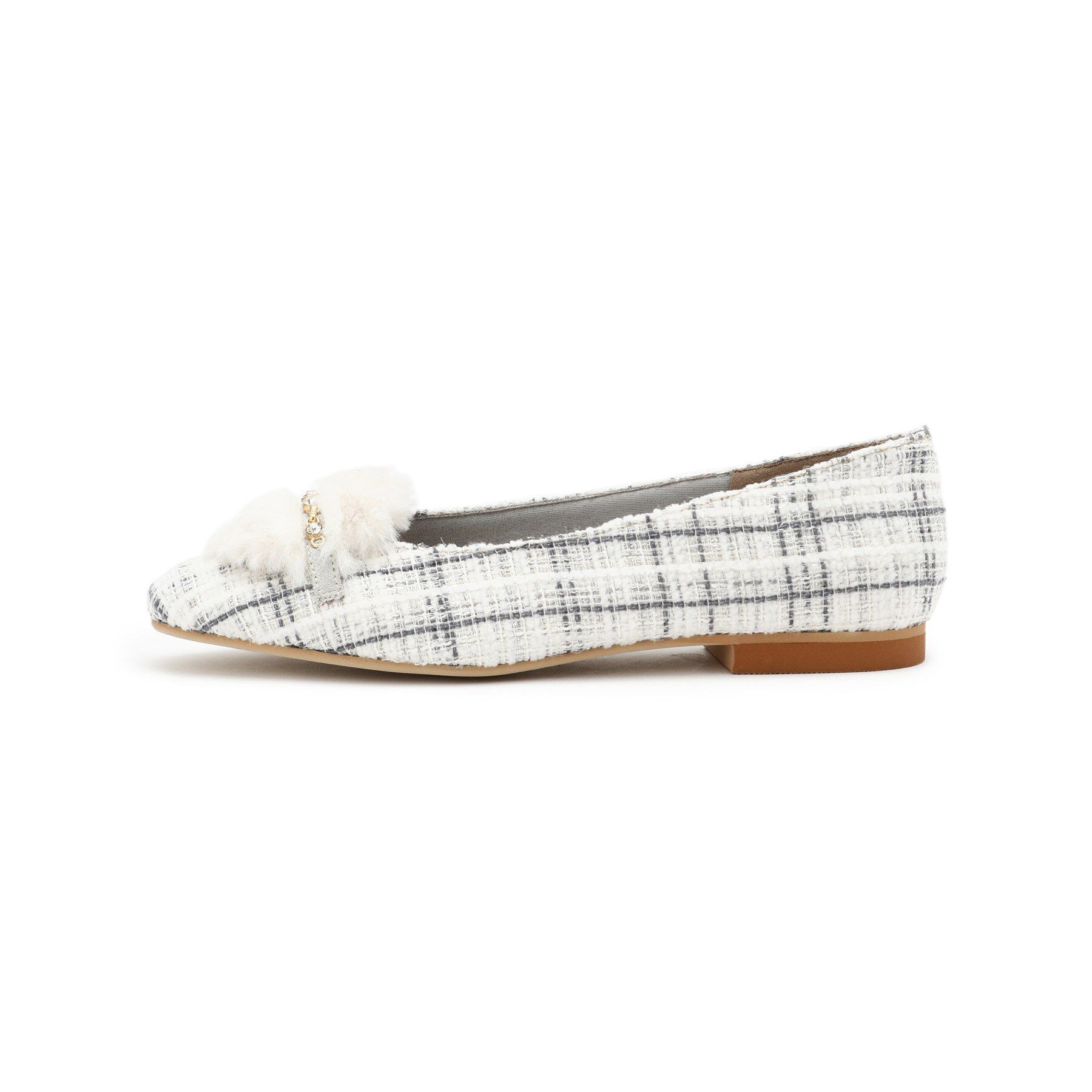 ESPERANZA「ビジューフェイクファーフラットパンプス」|パンプス|