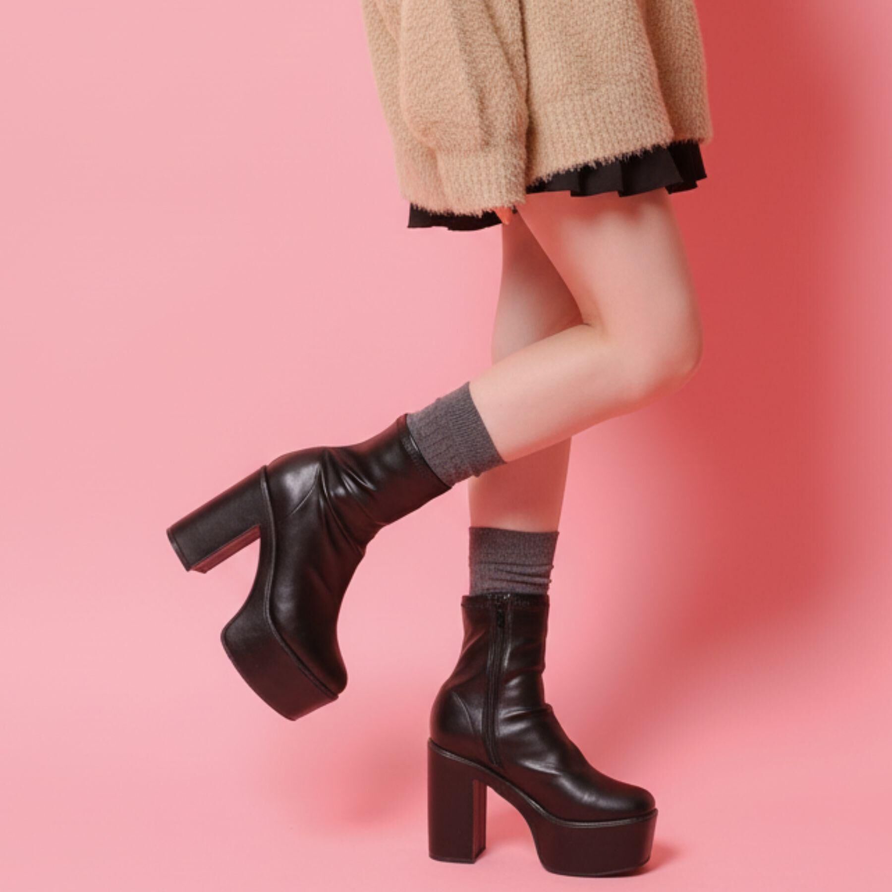 csT&P「厚底シンプルブーツ」|ショートブーツ|ブラック(019)