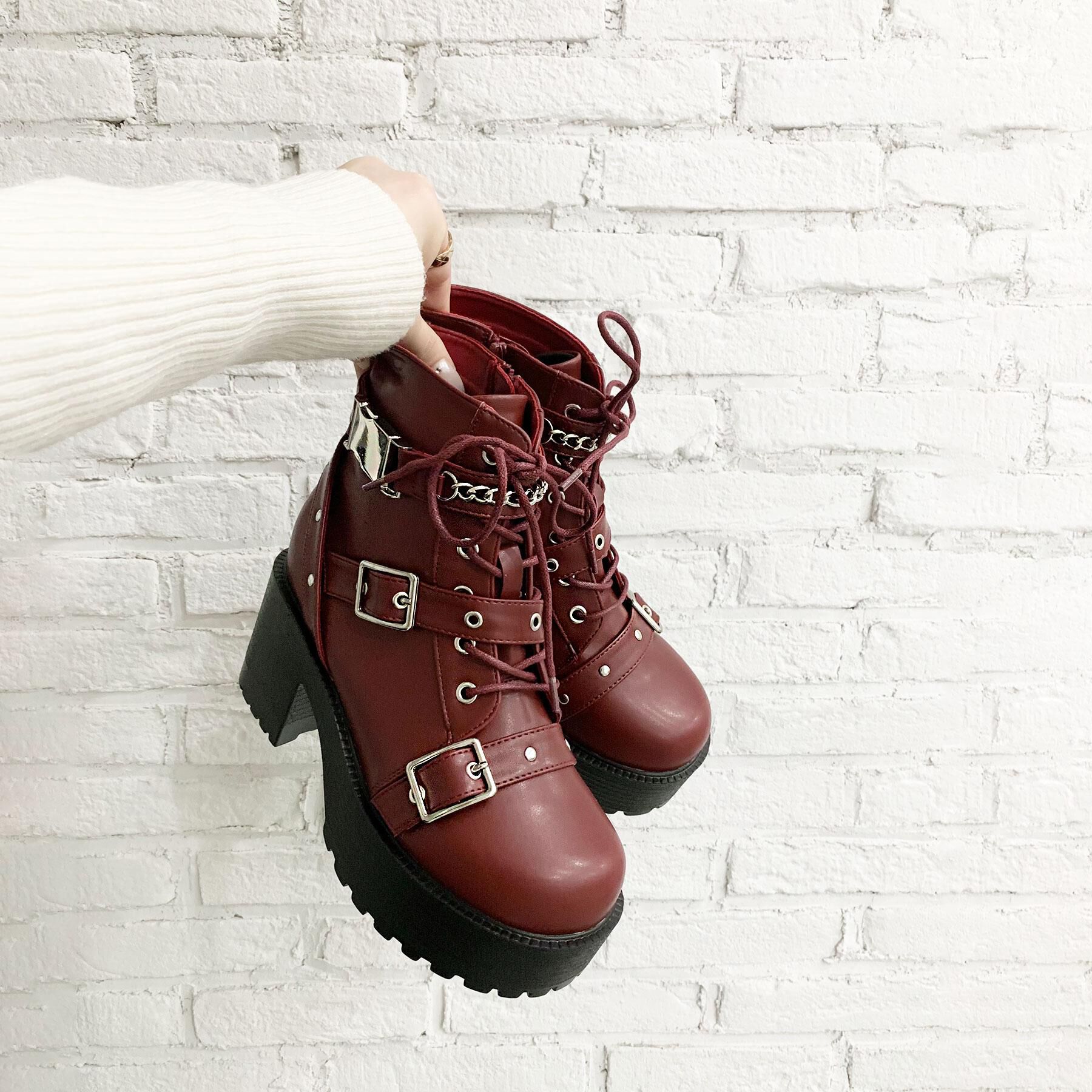 csT&P「厚底ベルト付きブーツ」|ショートブーツ|