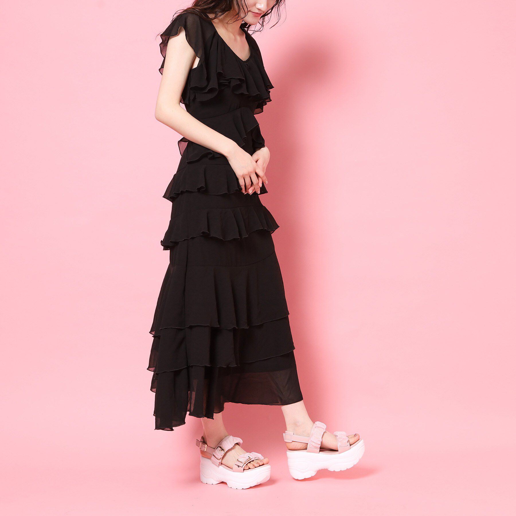 csT&P「厚底シアーギャザーベルトサンダル」|サンダル|