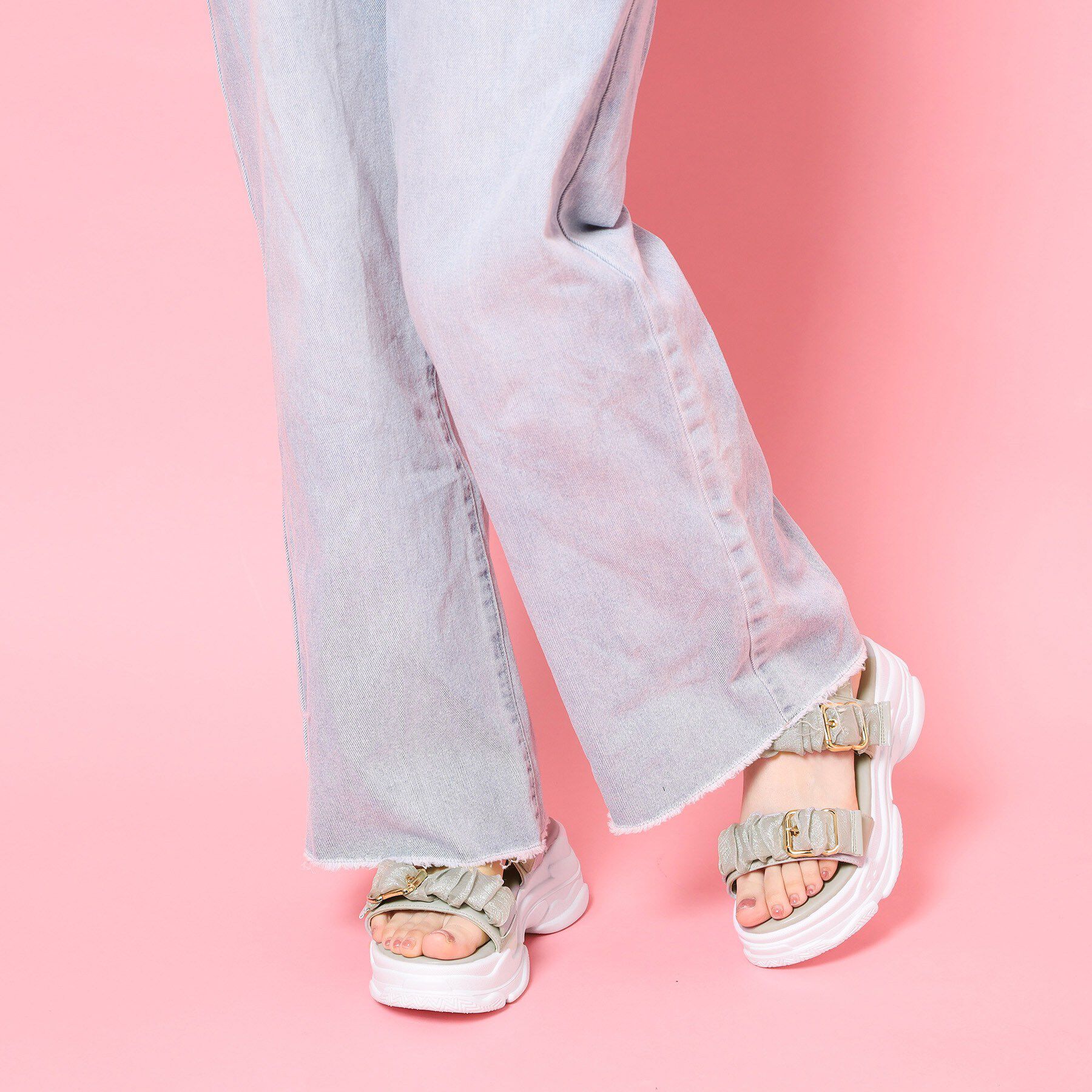 csT&P「サテンギャザーベルトサンダル」|サンダル|