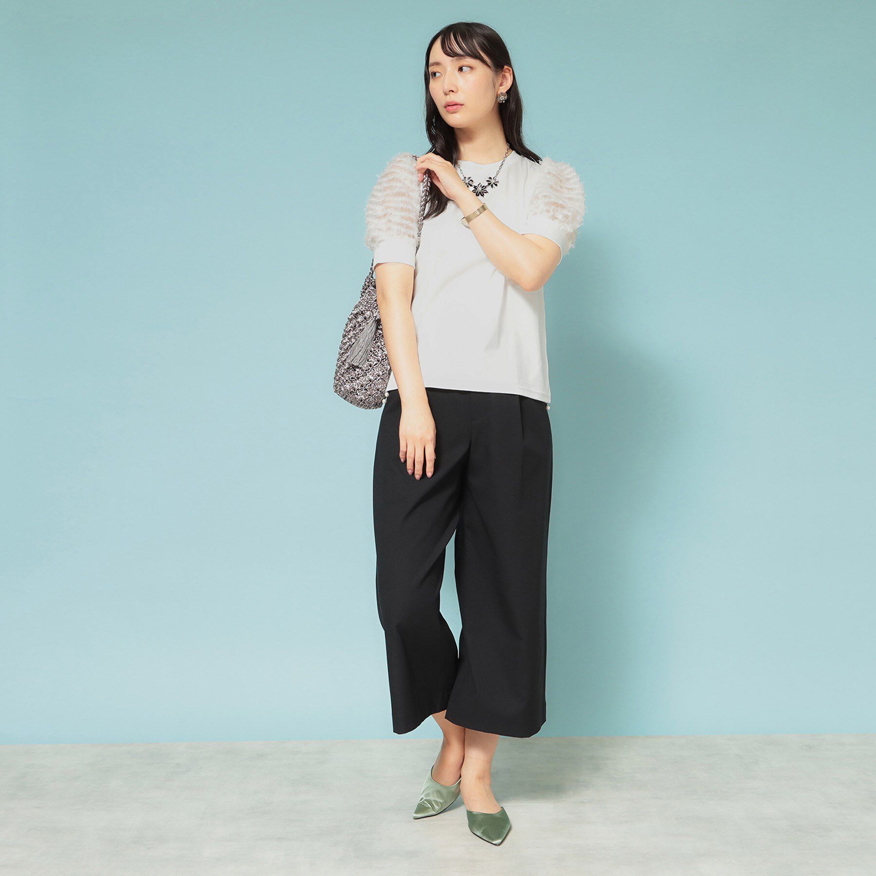 SunaUna「【チュール袖】パフスリーブカットソー」|Tシャツ・カットソー|