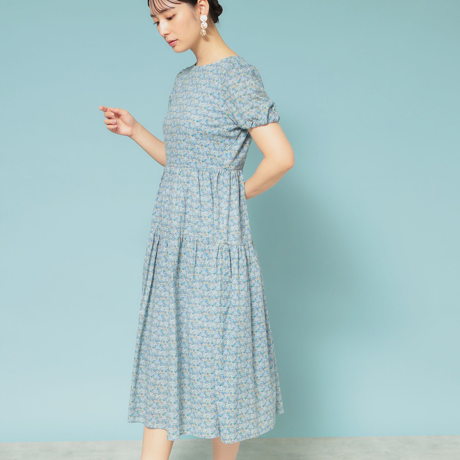 SunaUna「【花柄】パフスリーブワンピース」|ワンピース|